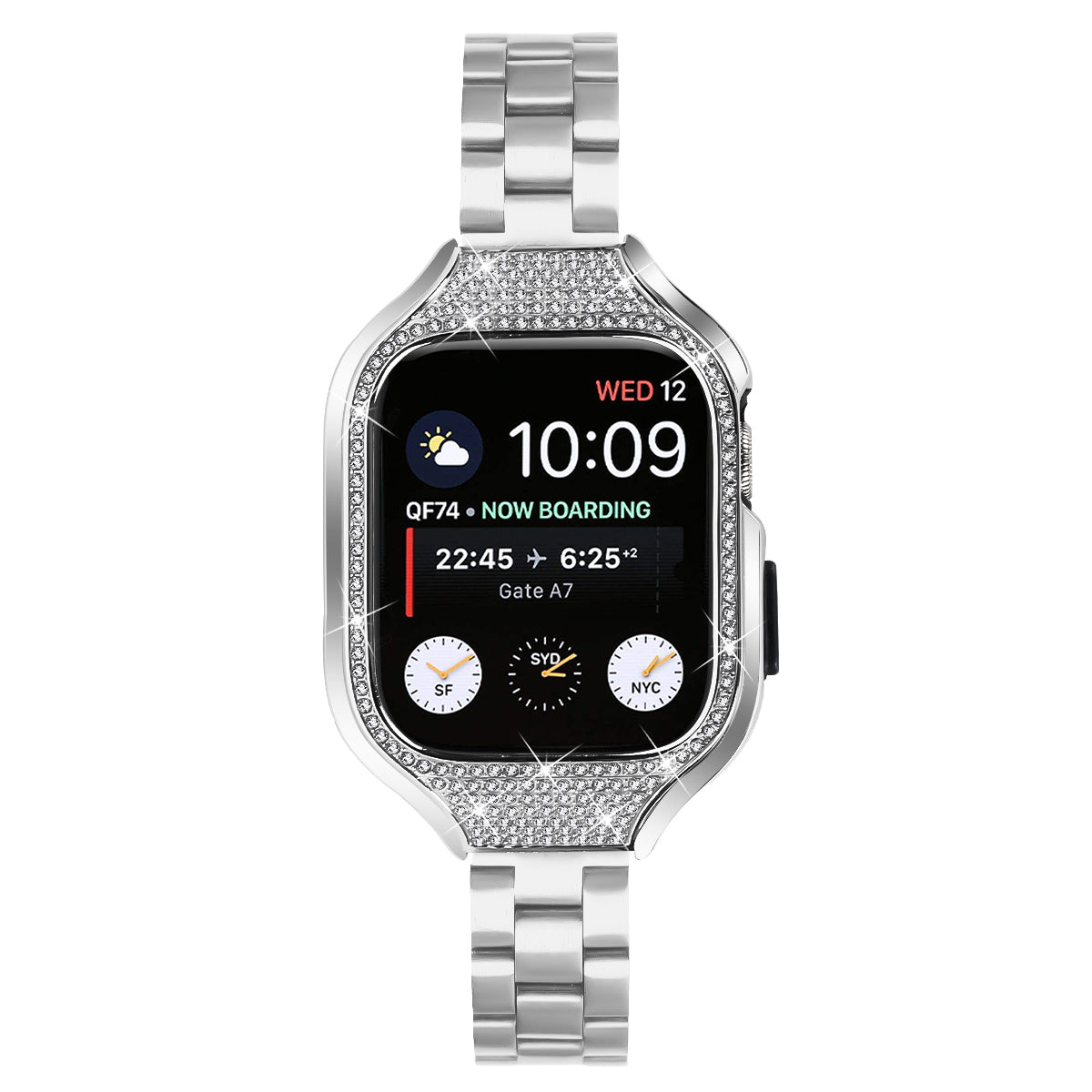 For Apple Watch Series 4 / 5 / 6 / SE / SE (2022) 40mm Stainless Steel Bracelet Strap + Integrated Watch Case - Silver