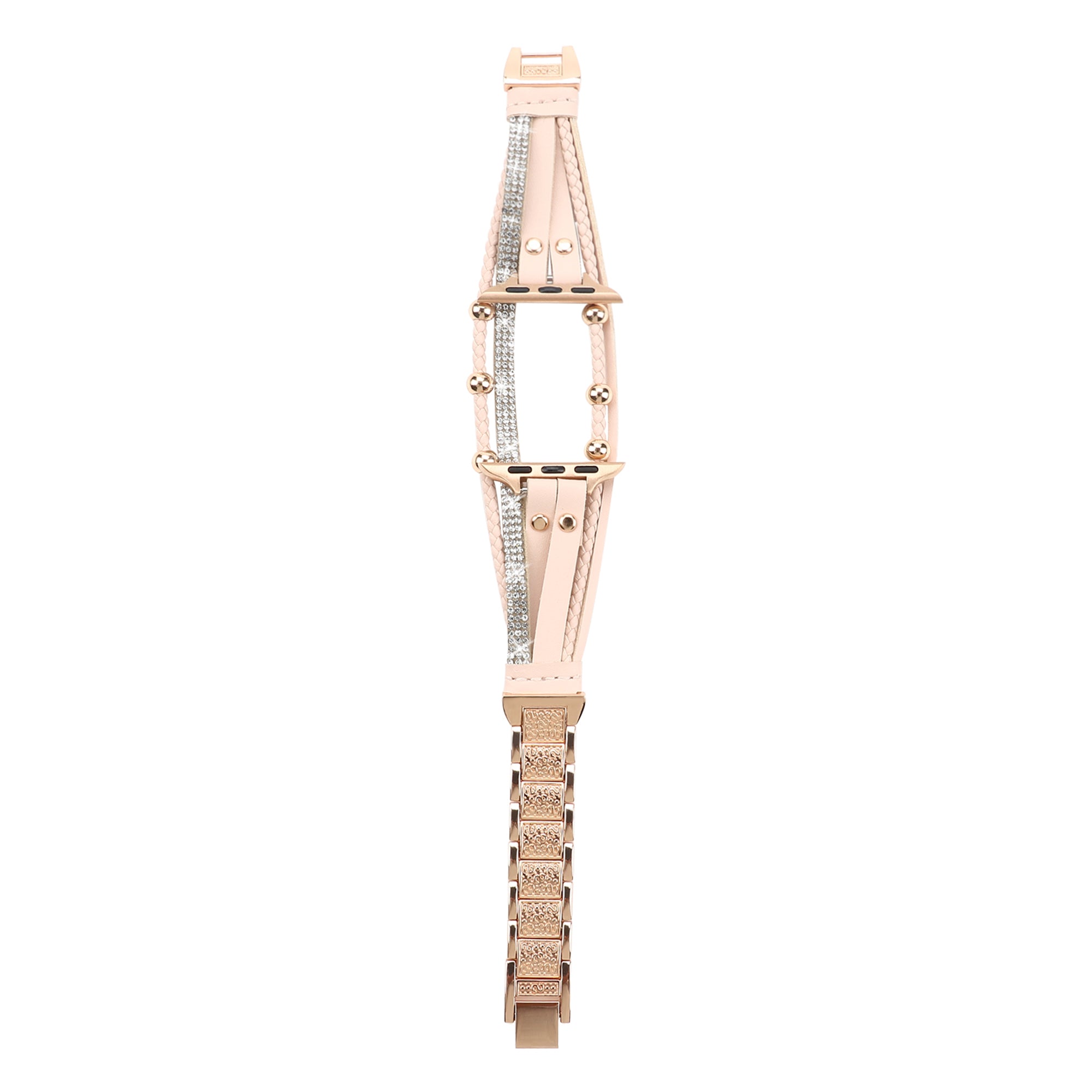 For Apple Watch Series Ultra 2 Ultra 49mm  /  9 8 7 45mm  /  6 5 4 SE SE(2022) SE(2023) 44mm  /  3 2 1 42mm Watch Strap - Leopard Rose Gold Bead