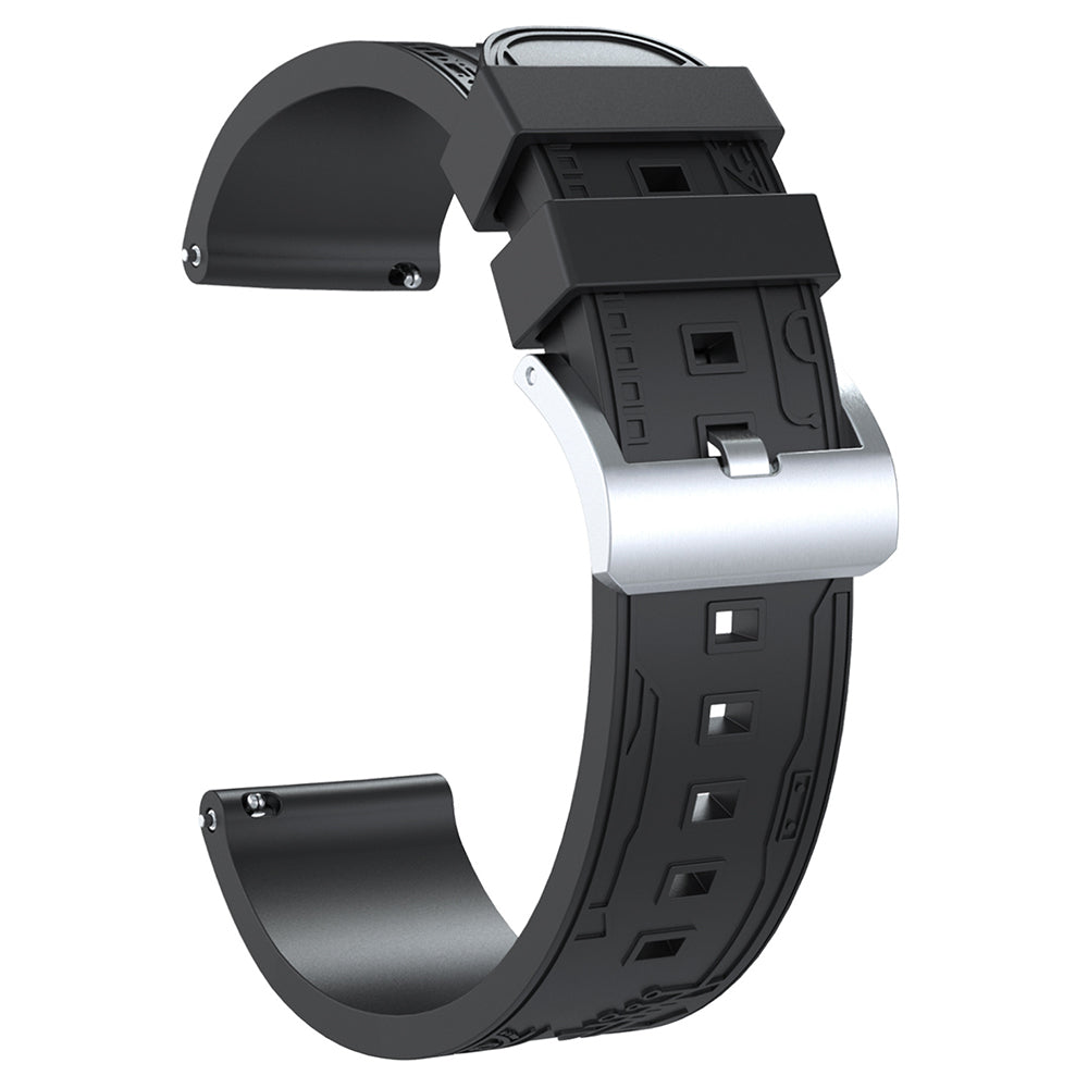 For Samsung Galaxy Watch3 45mm / Huawei Watch 4 / Garmin Venu 3 Universal 22mm Watch Band Silicone Watch Strap - Black