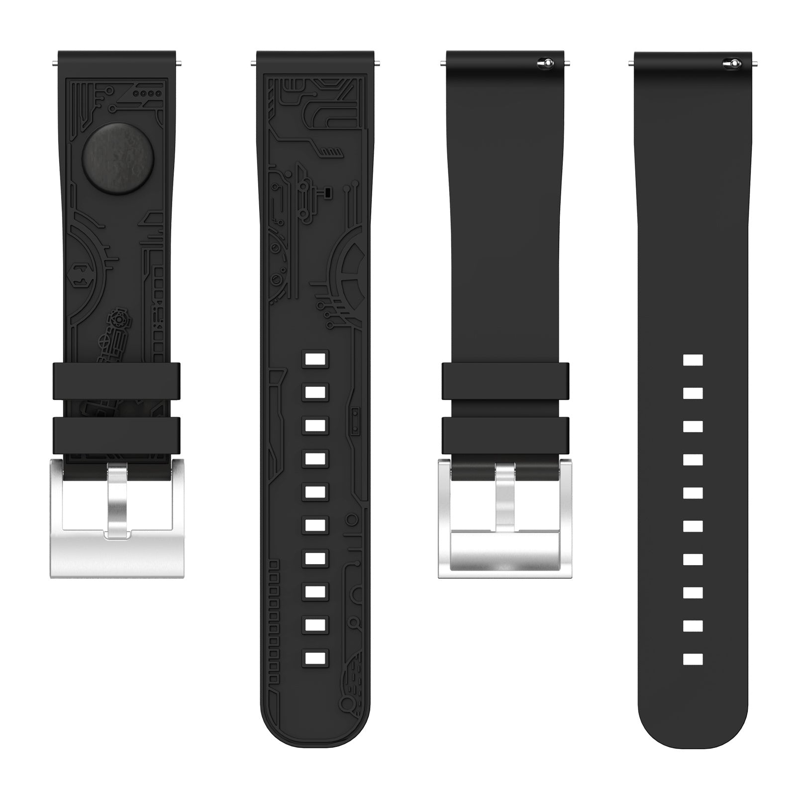 For Samsung Galaxy Watch3 45mm / Huawei Watch 4 / Garmin Venu 3 Universal 22mm Watch Band Silicone Watch Strap - Black