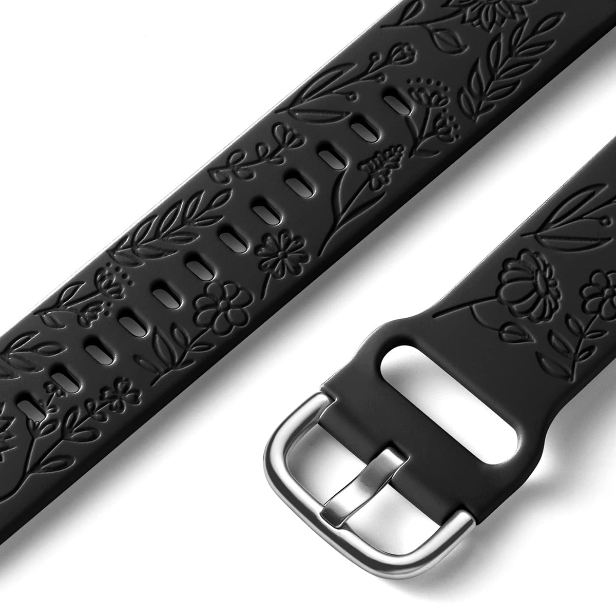 For Garmin Vivomove 3 / Forerunner 645 / Samsung Gear S2 Classic Universal 20mm Carving Flower Silicone Watch Strap - Black