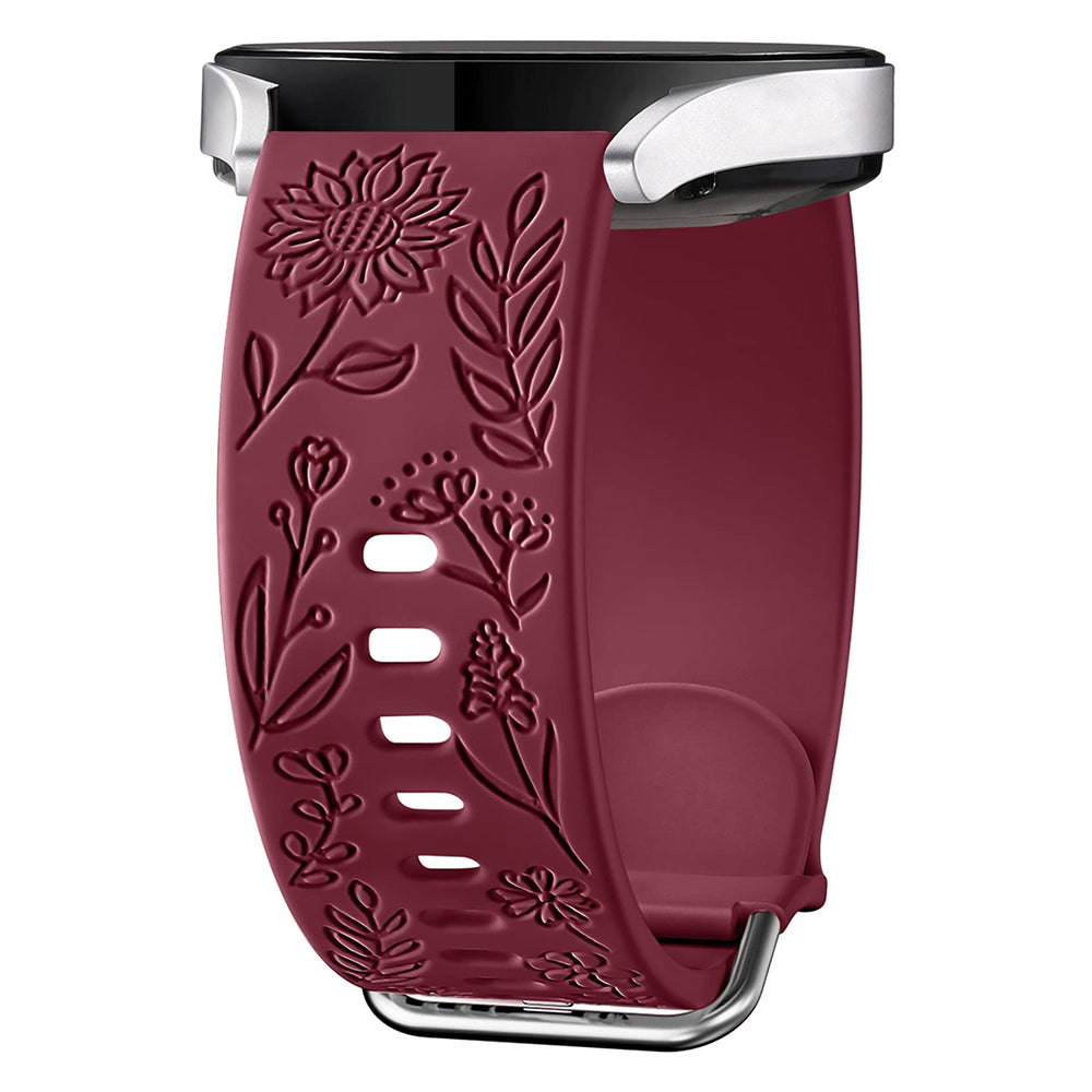 For Garmin Vivomove 3 / Forerunner 645 / Samsung Gear S2 Classic Universal 20mm Carving Flower Silicone Watch Strap - Black