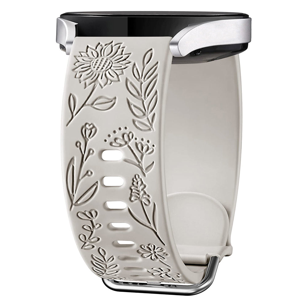 For Garmin Vivomove 3 / Forerunner 645 / Samsung Gear S2 Classic Universal 20mm Carving Flower Silicone Watch Strap - Black