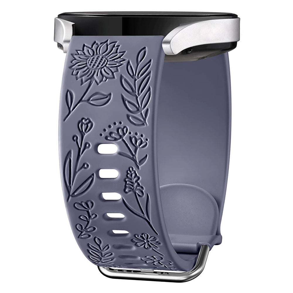 For Garmin Vivomove 3 / Forerunner 645 / Samsung Gear S2 Classic Universal 20mm Carving Flower Silicone Watch Strap - Black