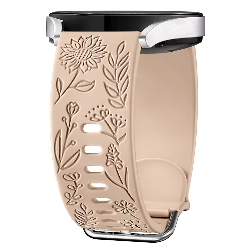 For Garmin Vivomove 3 / Forerunner 645 / Samsung Gear S2 Classic Universal 20mm Carving Flower Silicone Watch Strap - Black