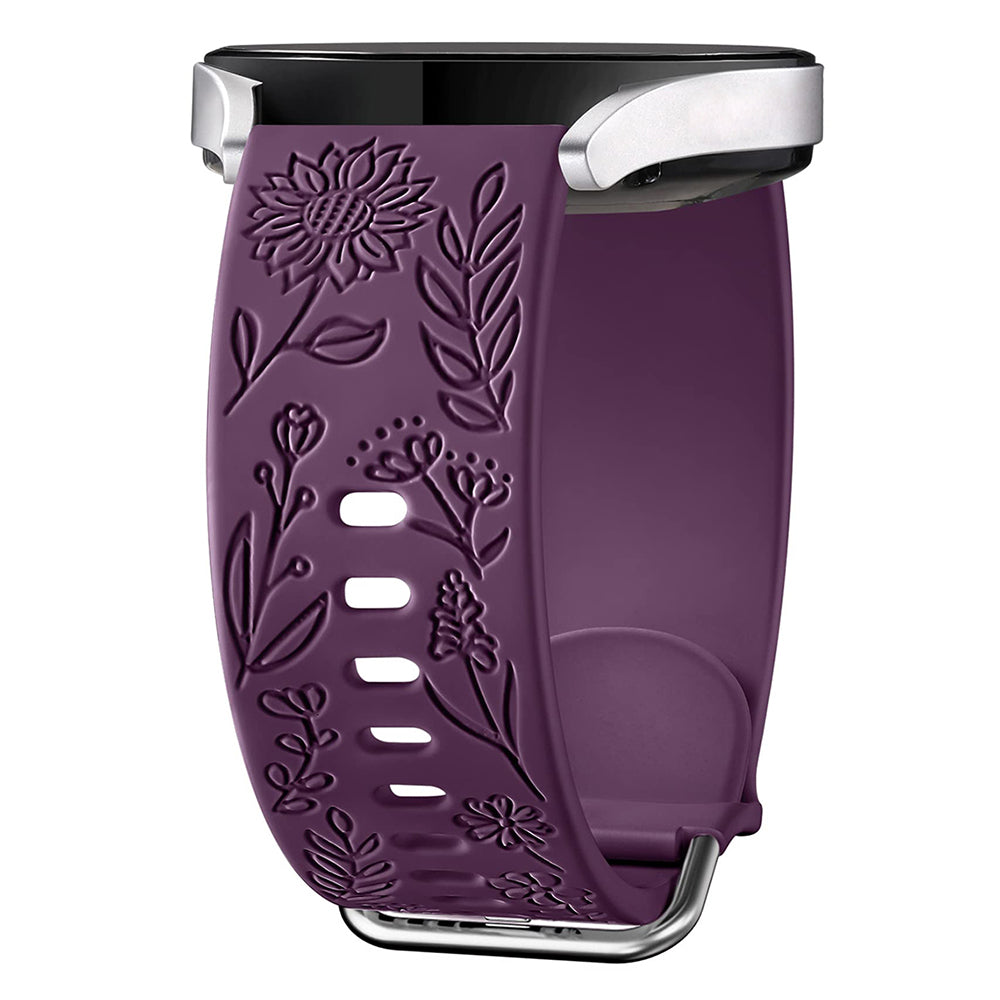 For Garmin Vivomove 3 / Forerunner 645 / Samsung Gear S2 Classic Universal 20mm Carving Flower Silicone Watch Strap - Black