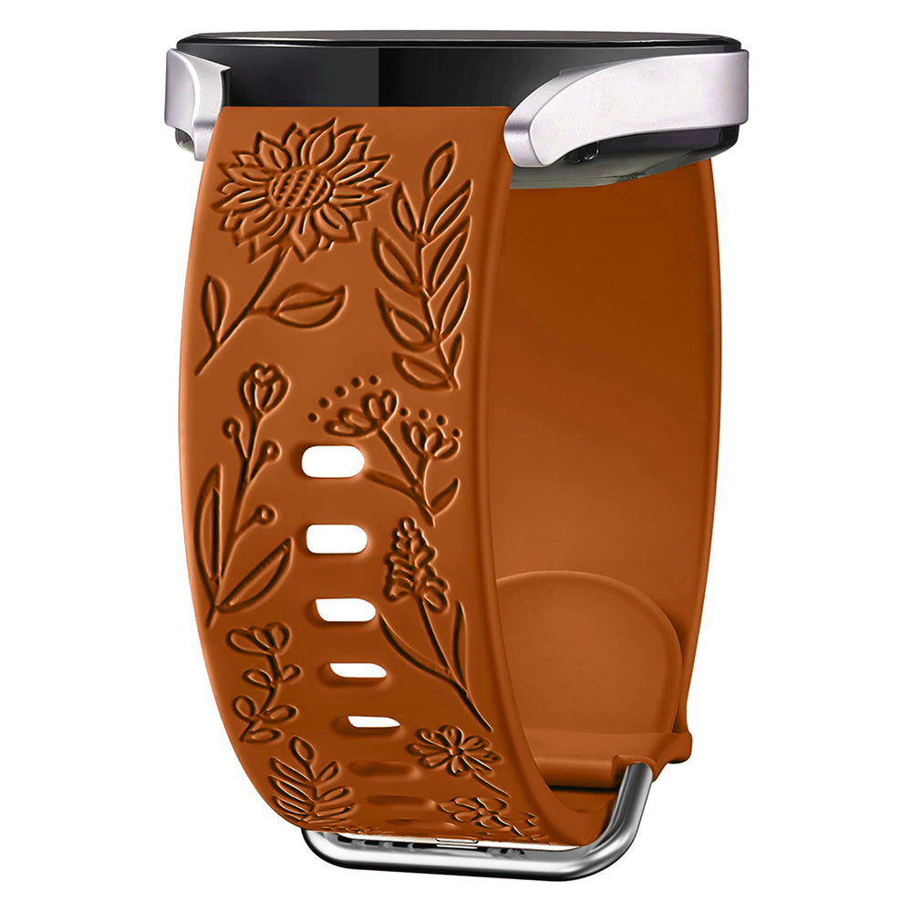 For Garmin Vivomove 3 / Forerunner 645 / Samsung Gear S2 Classic Universal 20mm Carving Flower Silicone Watch Strap - Black