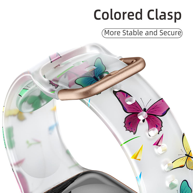 For Apple Watch Series 9 8 7 41mm / 6 5 4 SE (2022) SE (2023) SE 40mm / 3 2 1 38mm Watch Band Butterfly Printing