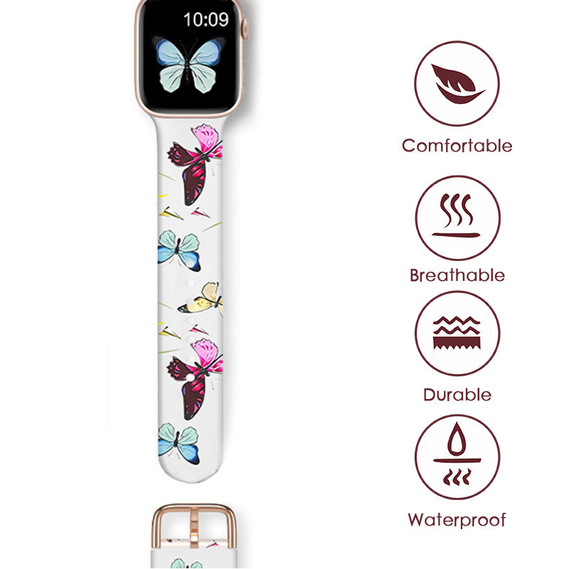 For Apple Watch Ultra 2 Ultra 49mm / 9 8 7 45mm / 6 5 4 SE (2022) / (2023) / SE 44mm / 3 2 1 42mm Pattern Design Silicone Strap Watch Band