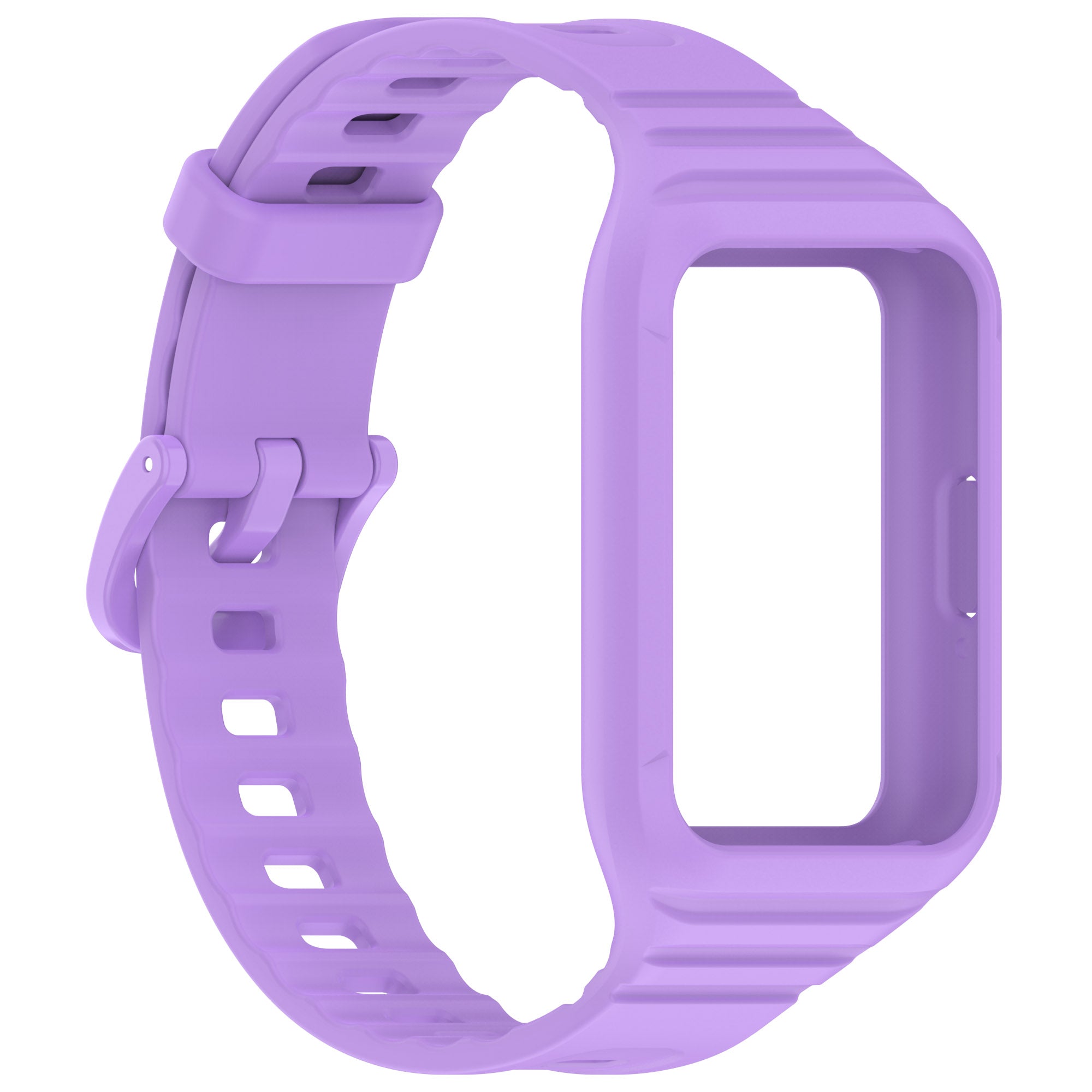 For Samsung Galaxy Fit3 Integrated Silicone Strap with Watch Case Replacement Wrist Band - Purple