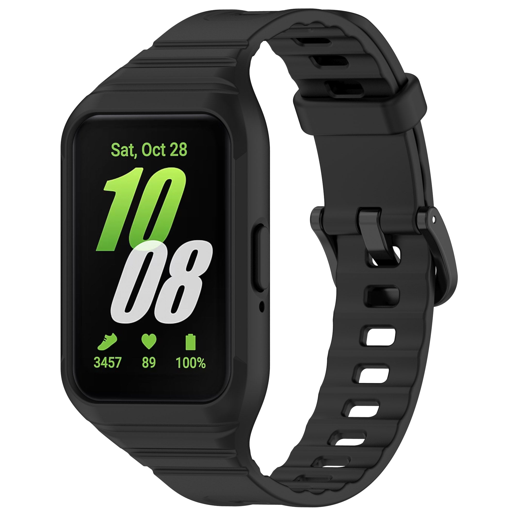 For Samsung Galaxy Fit3 Integrated Silicone Strap with Watch Case Replacement Wrist Band - Purple