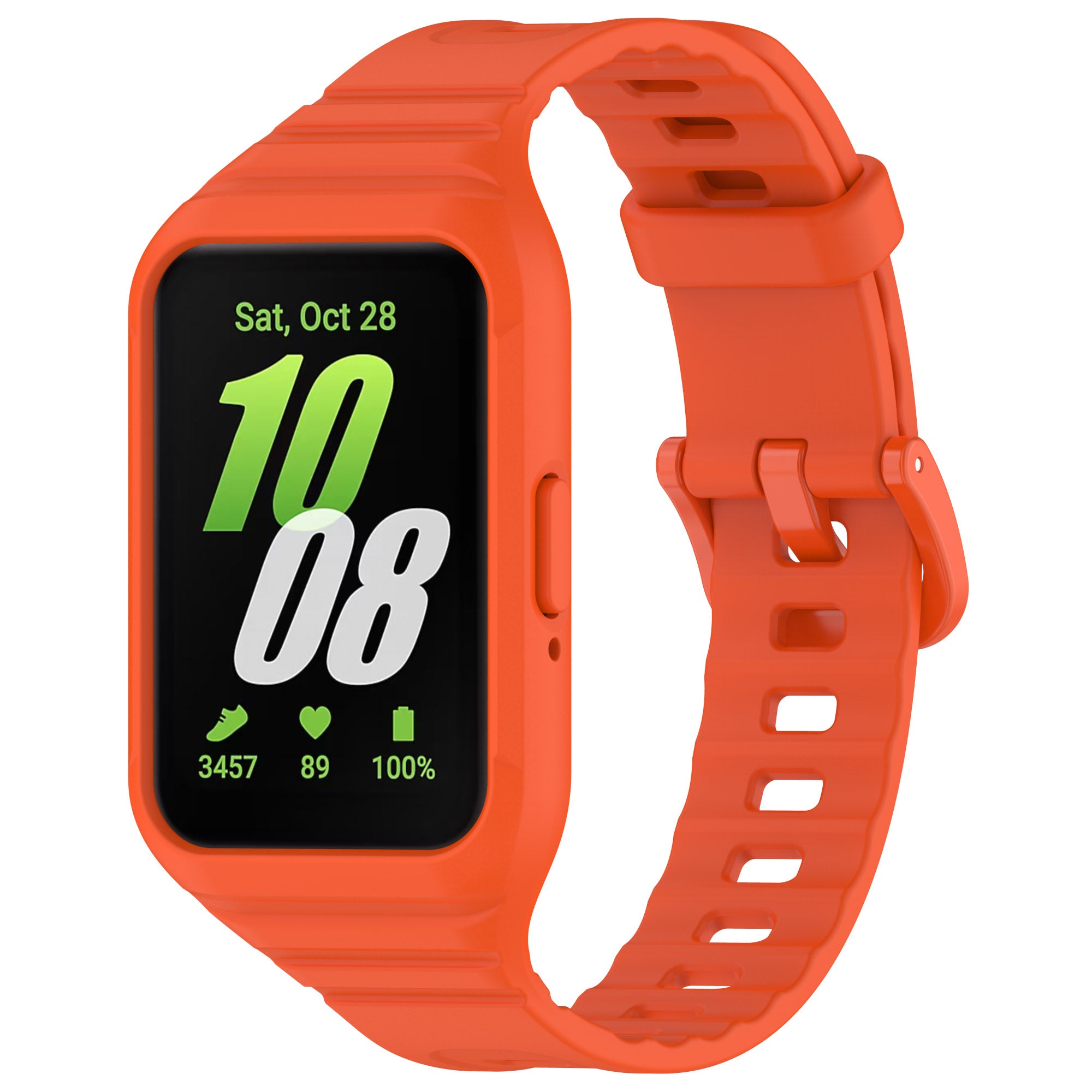 For Samsung Galaxy Fit3 Integrated Silicone Strap with Watch Case Replacement Wrist Band - Purple
