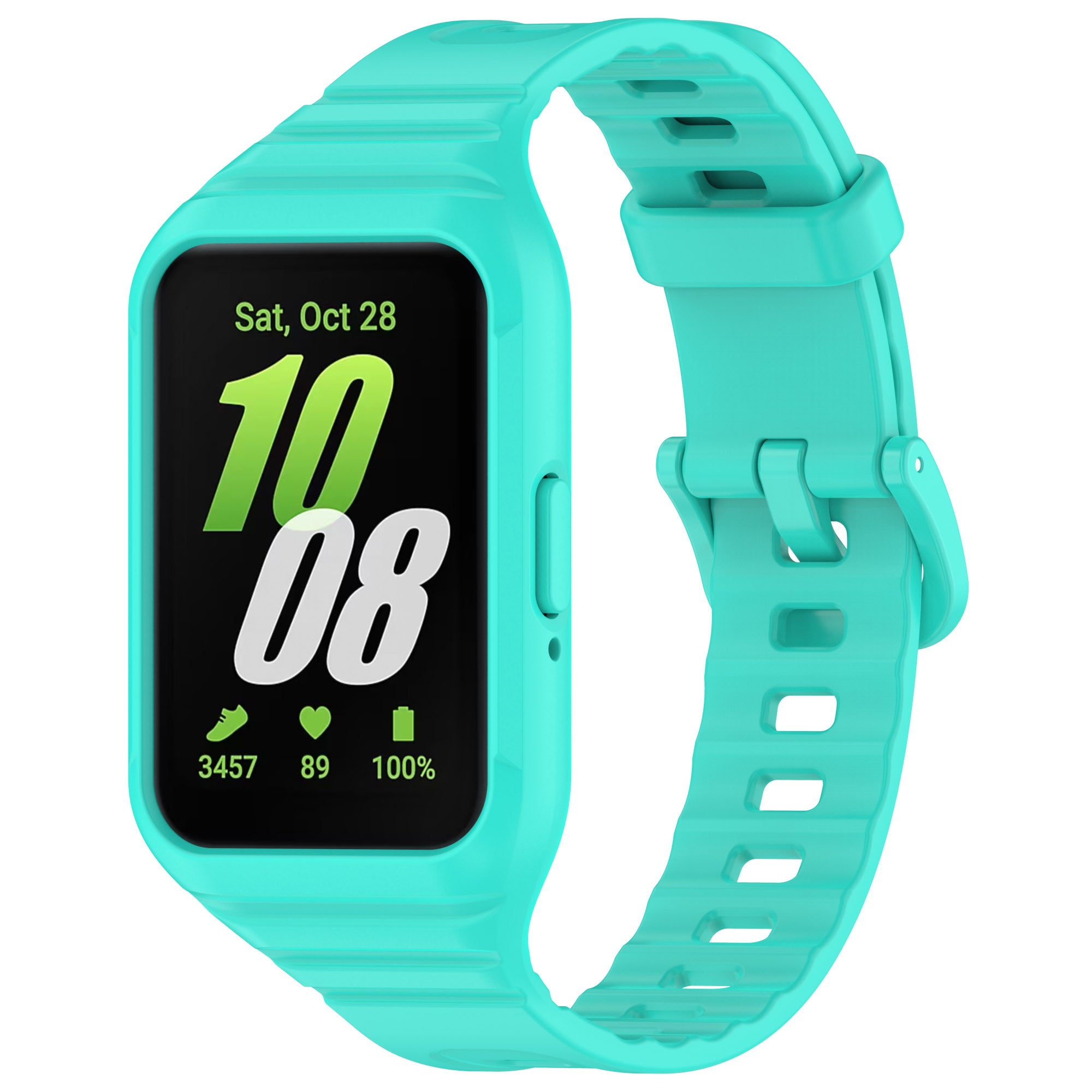 For Samsung Galaxy Fit3 Integrated Silicone Strap with Watch Case Replacement Wrist Band - Purple