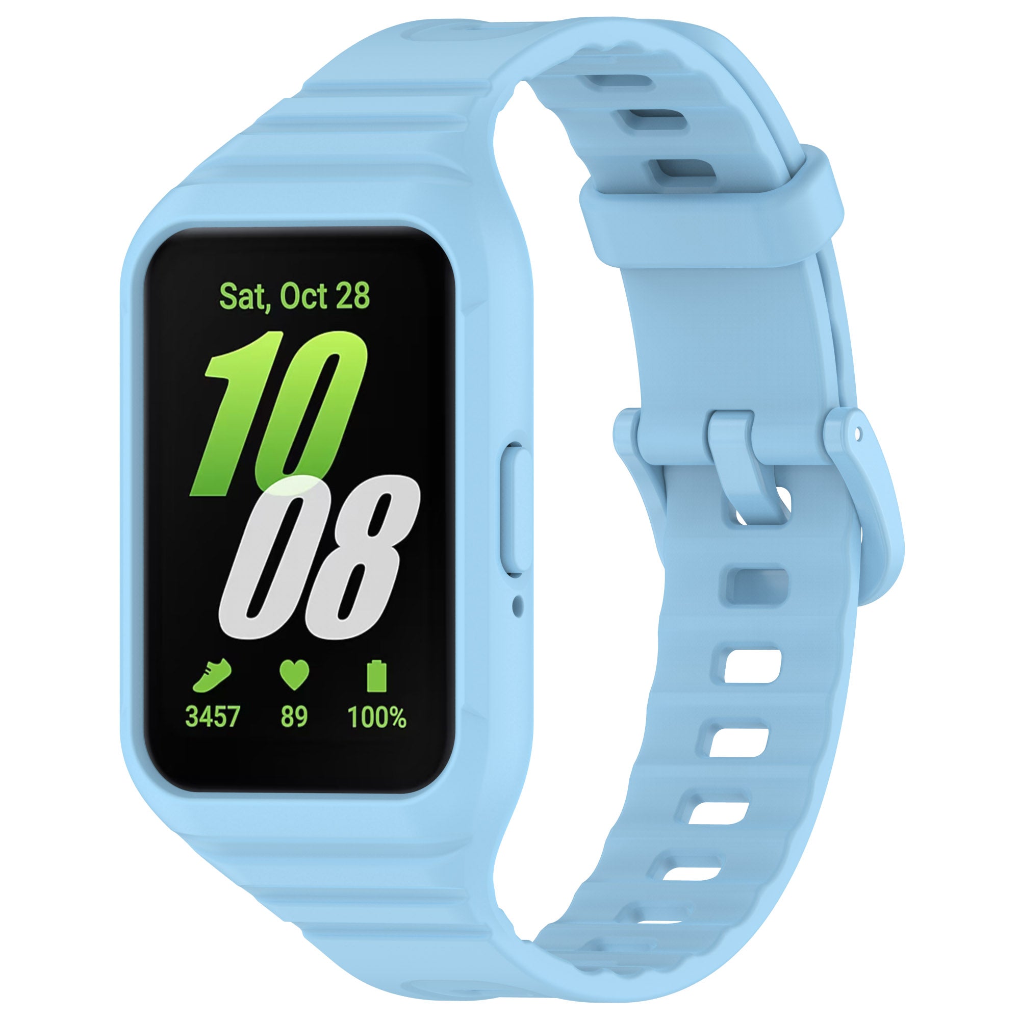 For Samsung Galaxy Fit3 Integrated Silicone Strap with Watch Case Replacement Wrist Band - Purple