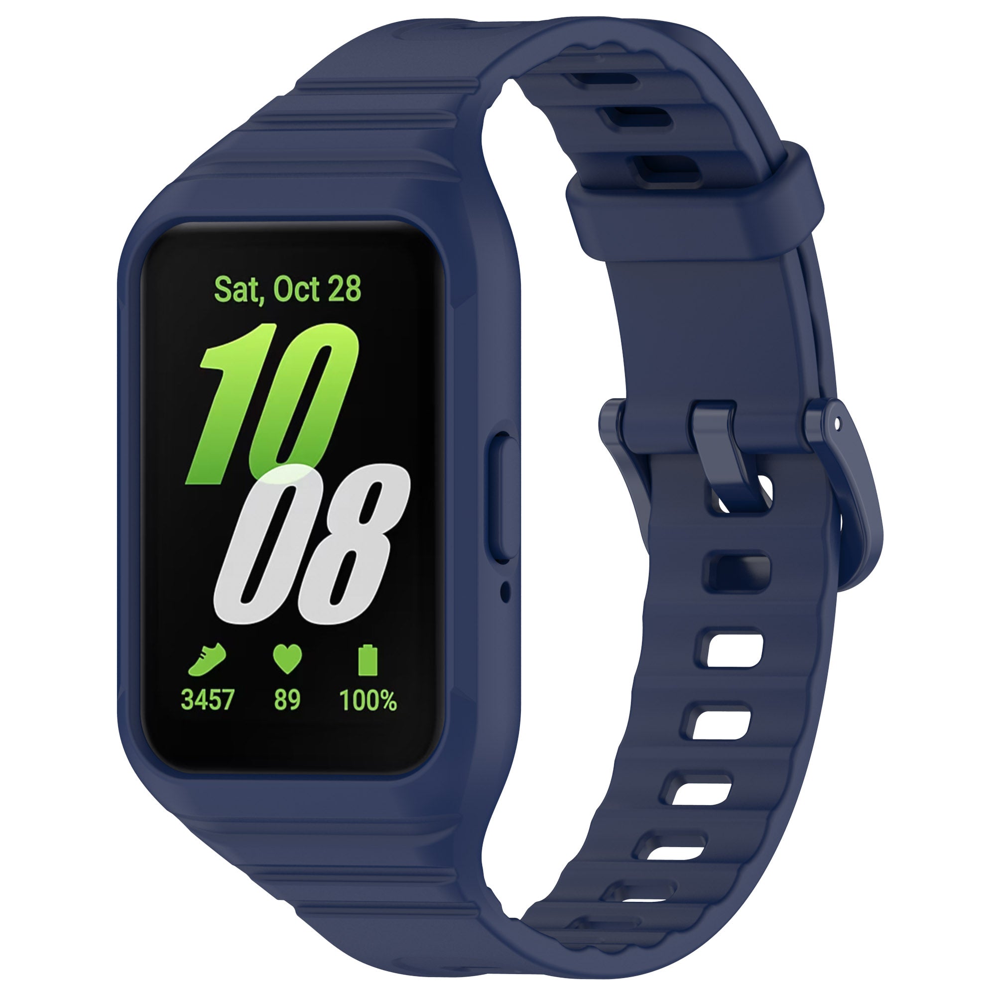 For Samsung Galaxy Fit3 Integrated Silicone Strap with Watch Case Replacement Wrist Band - Purple
