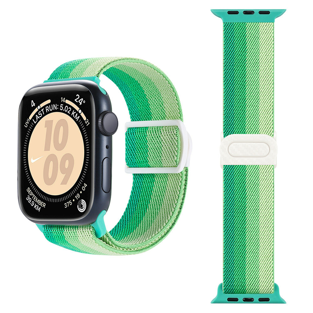 For Apple Watch Ultra 2 Ultra 49mm / Series 9 8 7 45mm / 6 5 4 SE (2022) SE (2023) SE 44mm / 3 2 1 42mm Nylon Watch Strap - Gradient Green