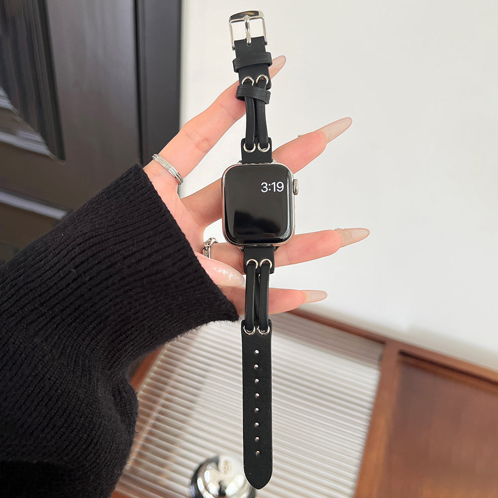 For Apple Watch Series 9 8 7 41mm / 6 5 4 SE (2023) SE (2022) SE 40mm / 3 2 1 38mm Band Genuine Cow Leather Wrist Strap - Brown