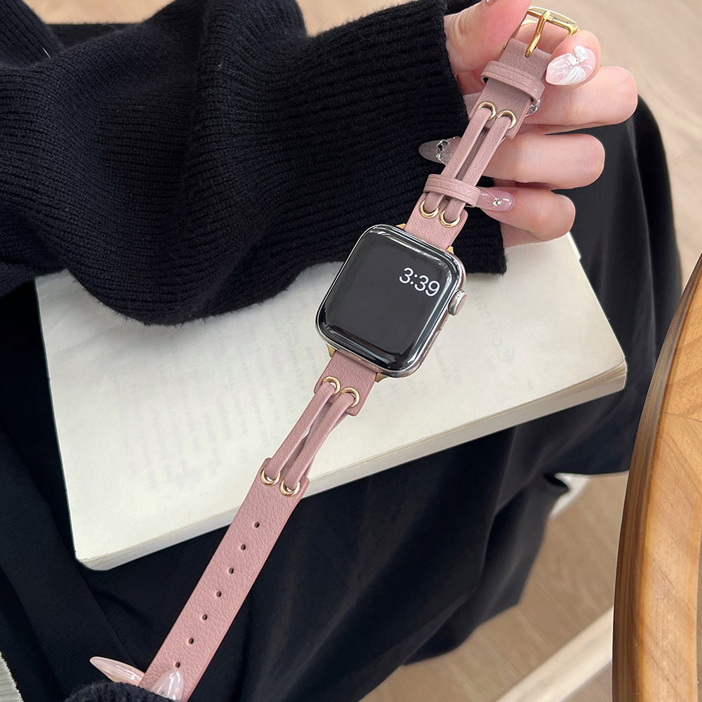 For Apple Watch Series 9 8 7 41mm / 6 5 4 SE (2023) SE (2022) SE 40mm / 3 2 1 38mm Band Genuine Cow Leather Wrist Strap - Brown