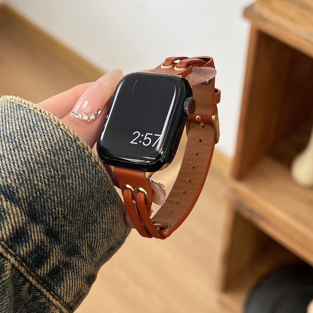 For Apple Watch Ultra 2 Ultra 49mm / 9 8 7 45mm / 6 5 4 SE (2023) SE (2022) SE 44mm / 3 2 1 42mm Genuine Cow Leather Watchband - Brown