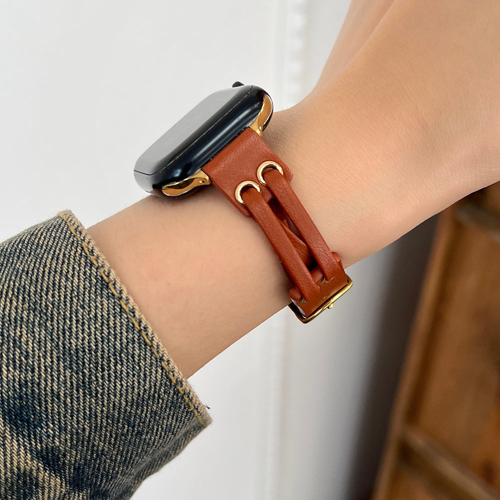 For Apple Watch Ultra 2 Ultra 49mm / 9 8 7 45mm / 6 5 4 SE (2023) SE (2022) SE 44mm / 3 2 1 42mm Genuine Cow Leather Watchband - Brown