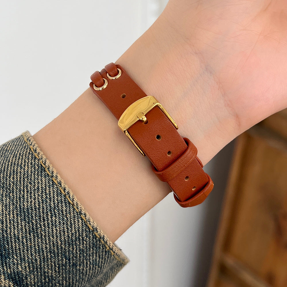 For Apple Watch Ultra 2 Ultra 49mm / 9 8 7 45mm / 6 5 4 SE (2023) SE (2022) SE 44mm / 3 2 1 42mm Genuine Cow Leather Watchband - Brown