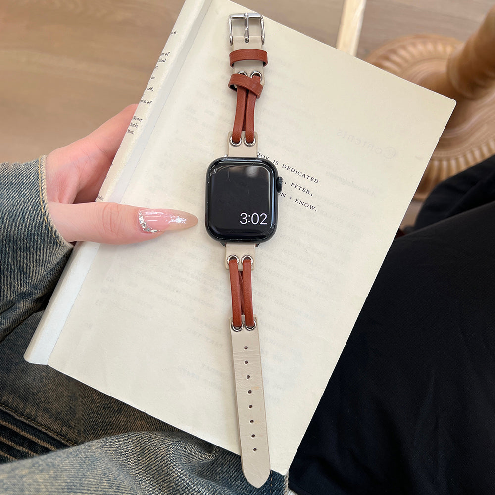 For Apple Watch Ultra 2 Ultra 49mm / 9 8 7 45mm / 6 5 4 SE (2023) SE (2022) SE 44mm / 3 2 1 42mm Genuine Cow Leather Watchband - Brown