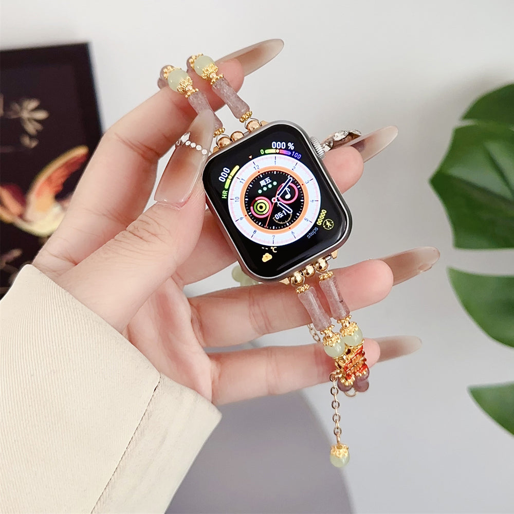 For Apple Watch Ultra 2 Ultra 49mm / 9 8 7 45mm / 6 5 4 SE (2023) SE (2022) SE 44mm / 3 2 1 42mm Crystal Beaded Band Bracelet - White