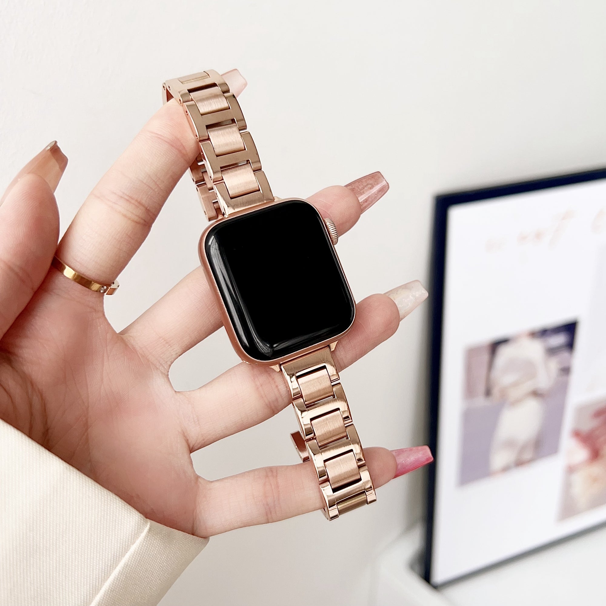 For Apple Watch Ultra 2 Ultra 49mm / 9 8 7 45mm / 6 5 4 SE (2022) / (2023) / SE 44mm / 3 2 1 42mm Watch Strap 14mm Stainless Steel Band - Silver