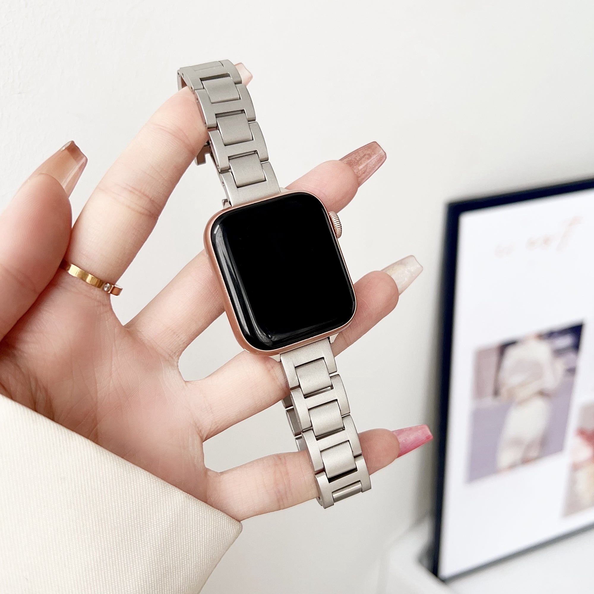 For Apple Watch Ultra 2 Ultra 49mm / 9 8 7 45mm / 6 5 4 SE (2022) / (2023) / SE 44mm / 3 2 1 42mm Watch Strap 14mm Stainless Steel Band - Silver