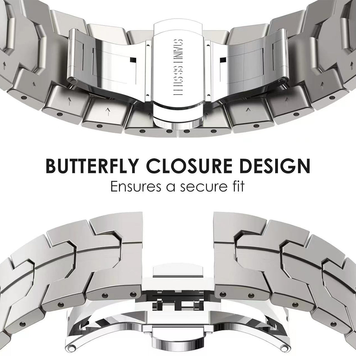 For Samsung Galaxy Watch6  /  Watch 5  /  Watch4 Watch Strap Stainless Steel Watchband with Butterfly Buckle - Titanium