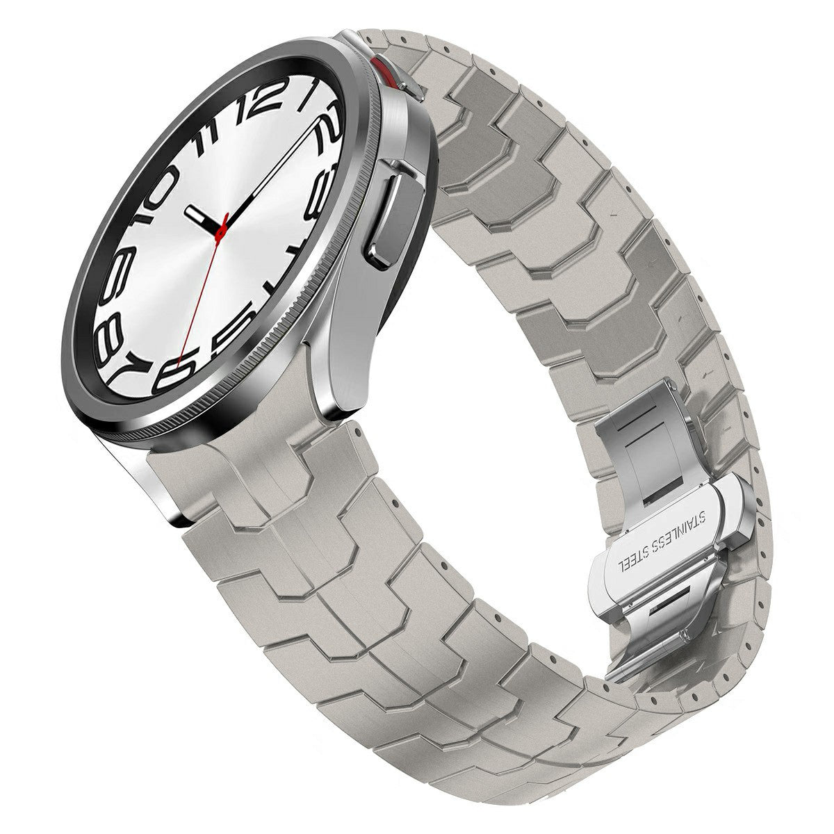 For Samsung Galaxy Watch6  /  Watch 5  /  Watch4 Watch Strap Stainless Steel Watchband with Butterfly Buckle - Titanium