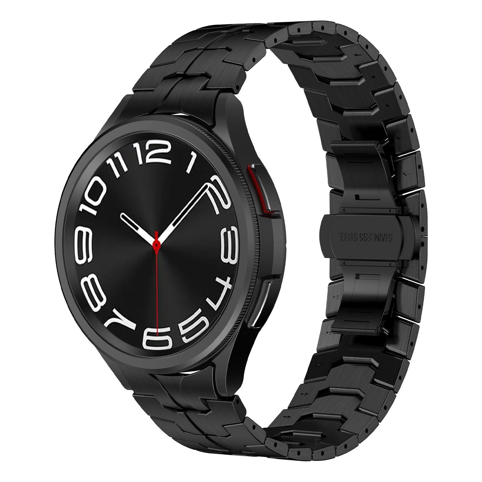 For Samsung Galaxy Watch6 / Watch6 Classic / Watch 5 Stainless Steel Watch Strap Butterfly Buckle Wrist Band - Black
