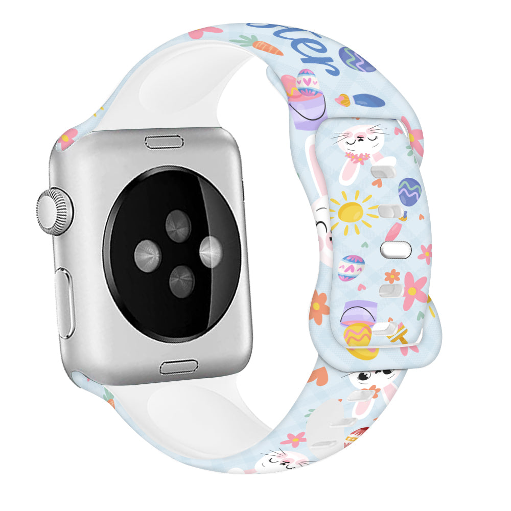 For Apple Watch Ultra 2 Ultra 49mm / 9 8 7 45mm / 6 5 4 SE (2022) / (2023) / SE 44mm / 3 2 1 42mm Pattern Silicone Watch Band - Easter Pattern 1