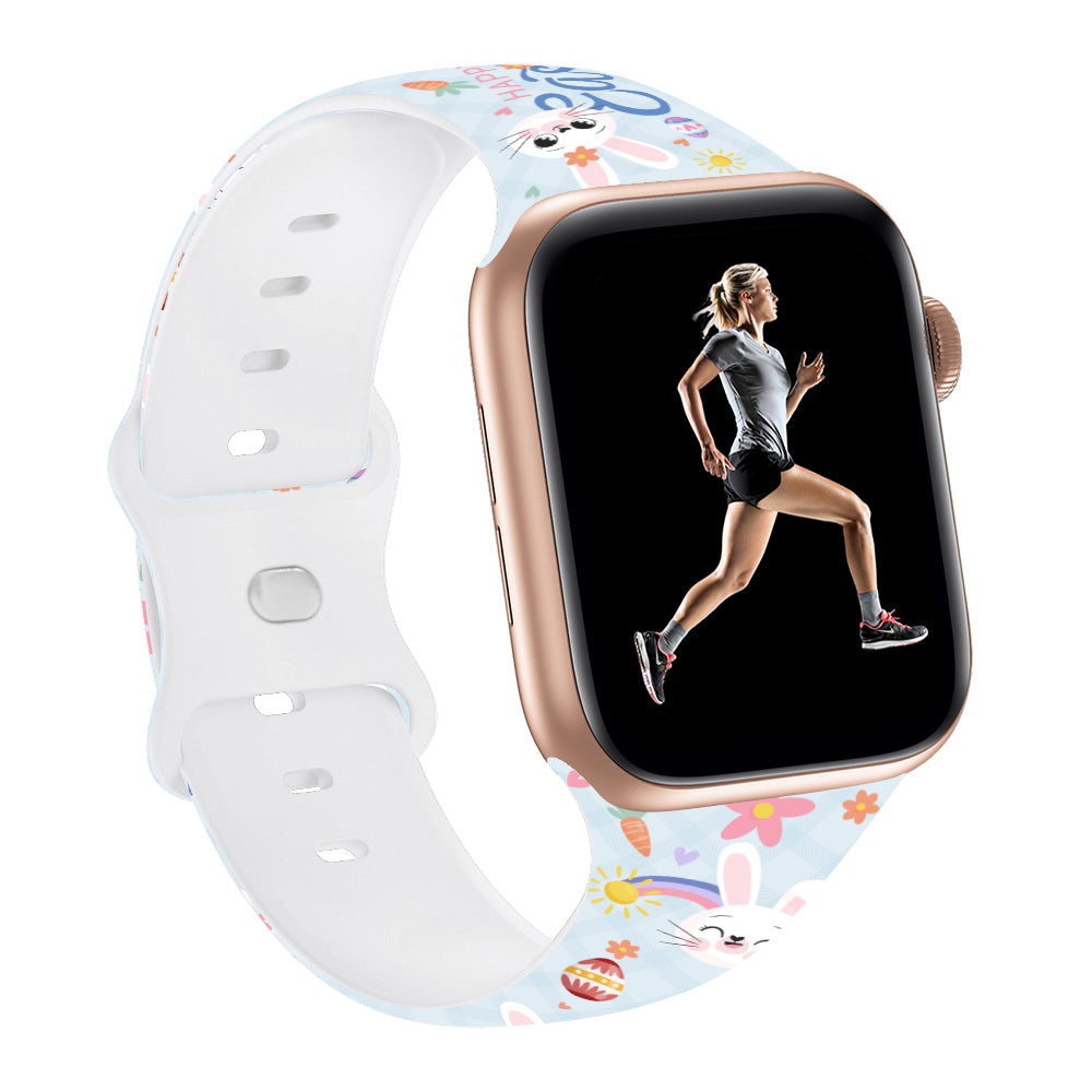 For Apple Watch Ultra 2 Ultra 49mm / 9 8 7 45mm / 6 5 4 SE (2022) / (2023) / SE 44mm / 3 2 1 42mm Pattern Silicone Watch Band - Easter Pattern 1