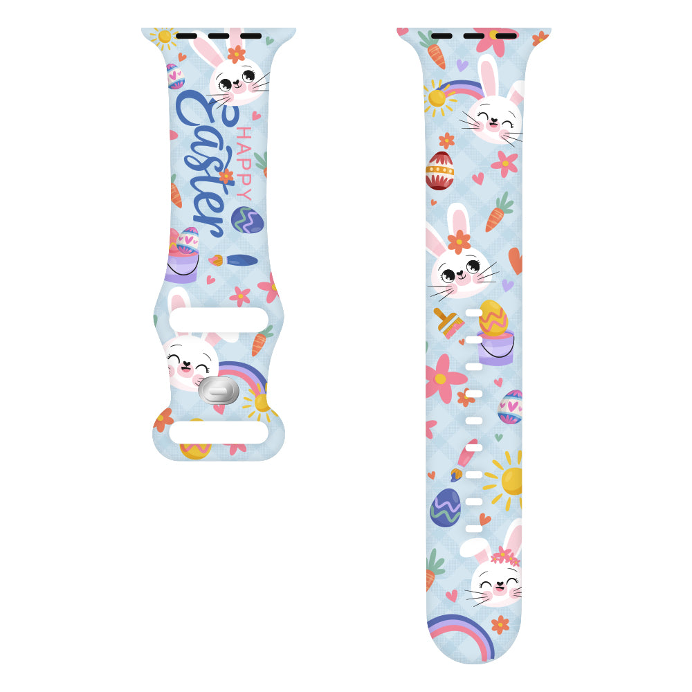 For Apple Watch Ultra 2 Ultra 49mm / 9 8 7 45mm / 6 5 4 SE (2022) / (2023) / SE 44mm / 3 2 1 42mm Pattern Silicone Watch Band - Easter Pattern 1