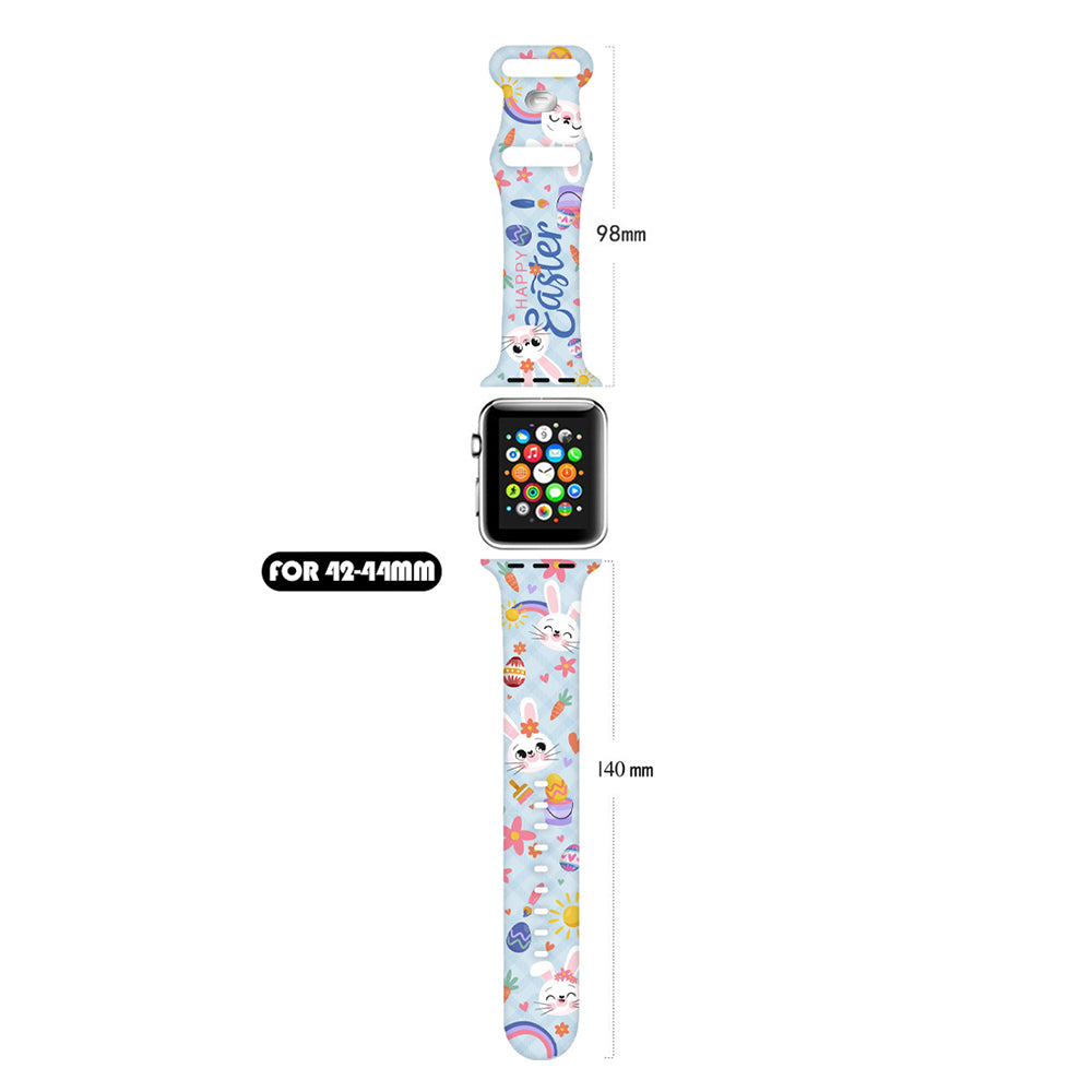 For Apple Watch Ultra 2 Ultra 49mm / 9 8 7 45mm / 6 5 4 SE (2022) / (2023) / SE 44mm / 3 2 1 42mm Pattern Silicone Watch Band - Easter Pattern 1