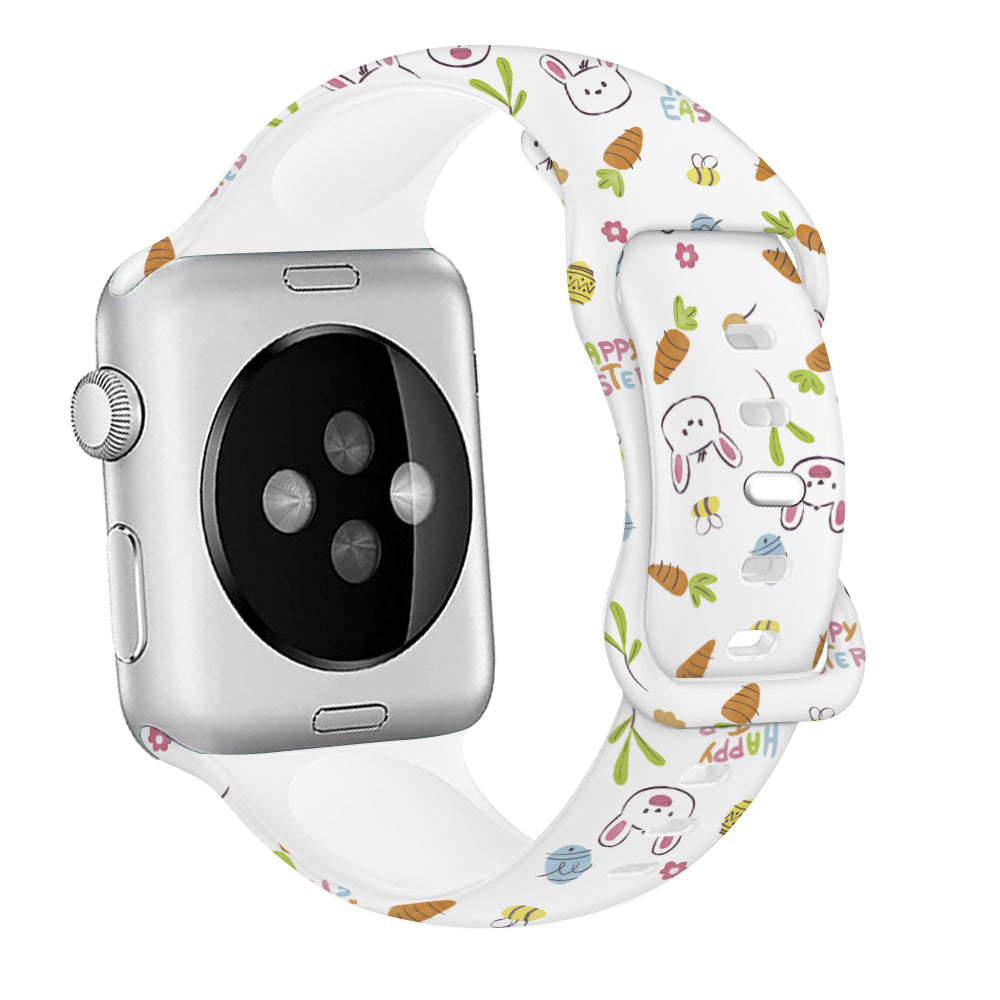For Apple Watch Ultra 2 Ultra 49mm / 9 8 7 45mm / 6 5 4 SE (2022) / (2023) / SE 44mm / 3 2 1 42mm Pattern Silicone Watch Band - Easter Pattern 1