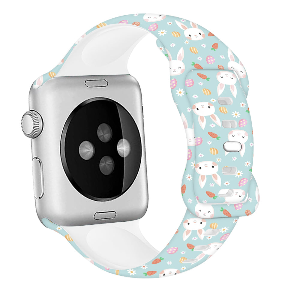 For Apple Watch Ultra 2 Ultra 49mm / 9 8 7 45mm / 6 5 4 SE (2022) / (2023) / SE 44mm / 3 2 1 42mm Pattern Silicone Watch Band - Easter Pattern 1