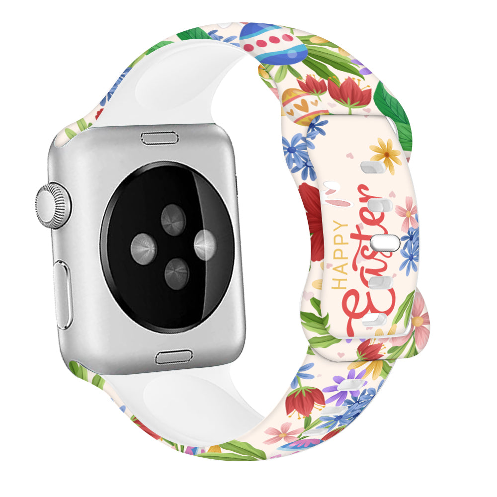 For Apple Watch Ultra 2 Ultra 49mm / 9 8 7 45mm / 6 5 4 SE (2022) / (2023) / SE 44mm / 3 2 1 42mm Pattern Silicone Watch Band - Easter Pattern 1