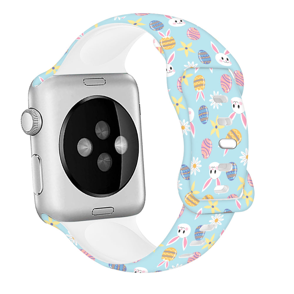 For Apple Watch Ultra 2 Ultra 49mm / 9 8 7 45mm / 6 5 4 SE (2022) / (2023) / SE 44mm / 3 2 1 42mm Pattern Silicone Watch Band - Easter Pattern 1