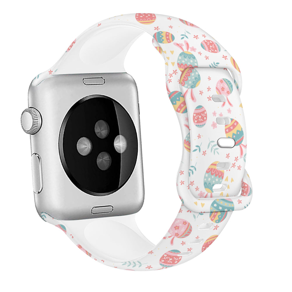 For Apple Watch Ultra 2 Ultra 49mm / 9 8 7 45mm / 6 5 4 SE (2022) / (2023) / SE 44mm / 3 2 1 42mm Pattern Silicone Watch Band - Easter Pattern 1