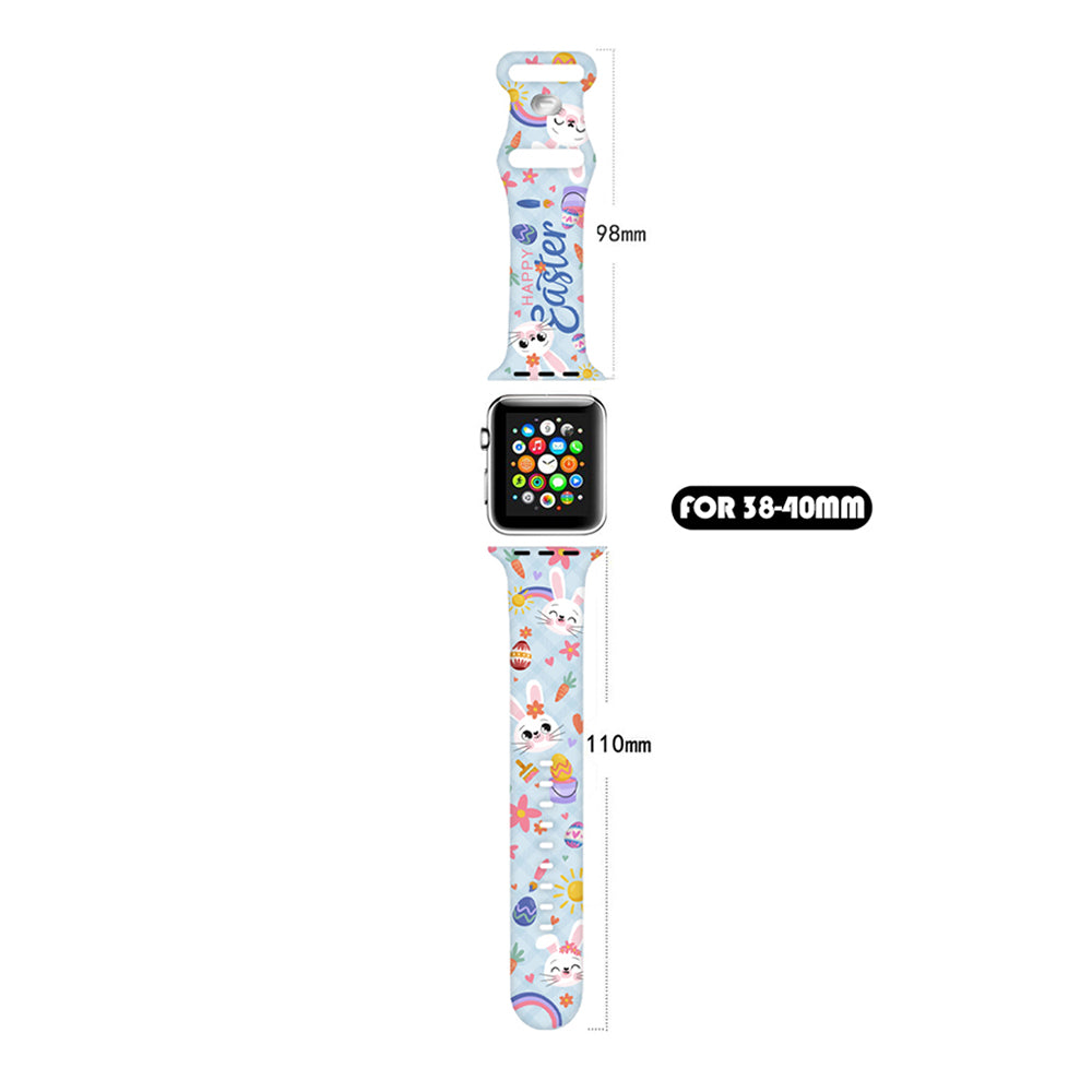 For Apple Watch Series 9 8 7 41mm / 6 5 4 SE (2023) SE (2022) SE 40mm / 3 2 1 38mm Sport Strap Silicone Pattern Watch Band - Easter Pattern 1
