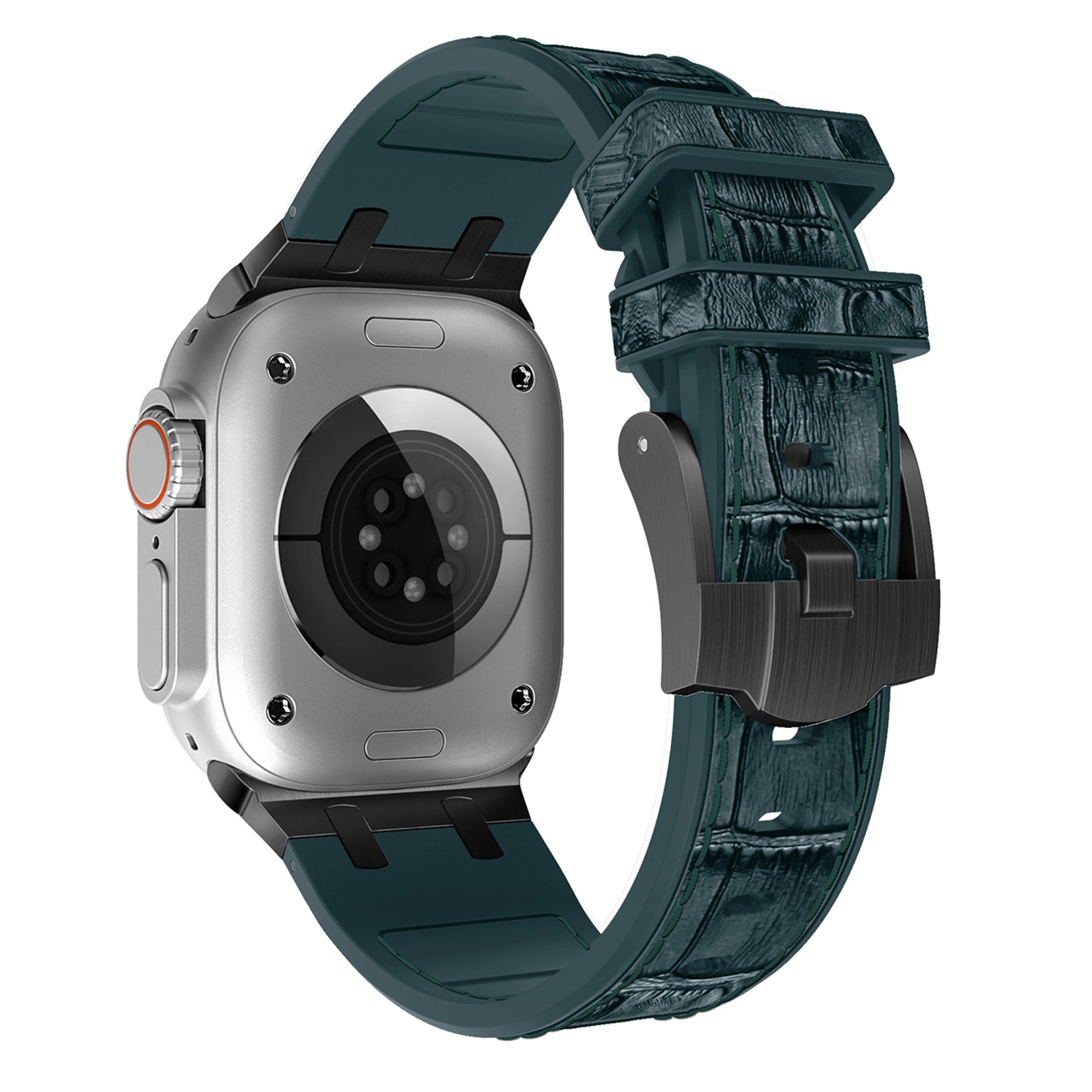 For Apple Watch Series 9 8 7 41mm / 6 5 4 SE (2022) SE (2023) SE 40mm / 3 2 1 38mm Silicone Watch Strap Crocodile Texture - Black+White+Black