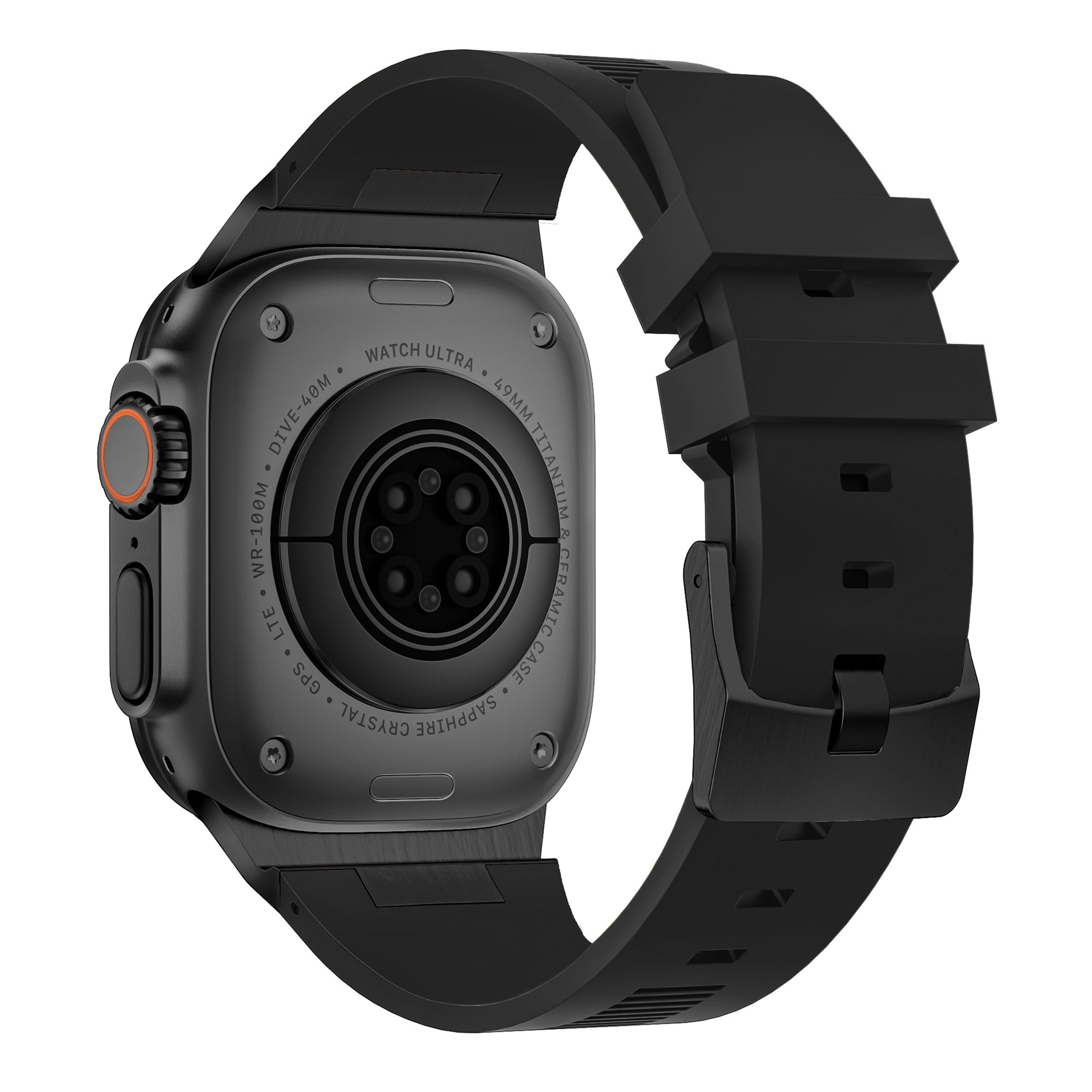 For Apple Watch Ultra 2 Ultra 49mm  /  Series 9 8 7 45mm  /  6 5 4 SE (2022) SE (2023) SE 44mm  /  3 2 1 42mm Watch Bracelet - Black+Orange