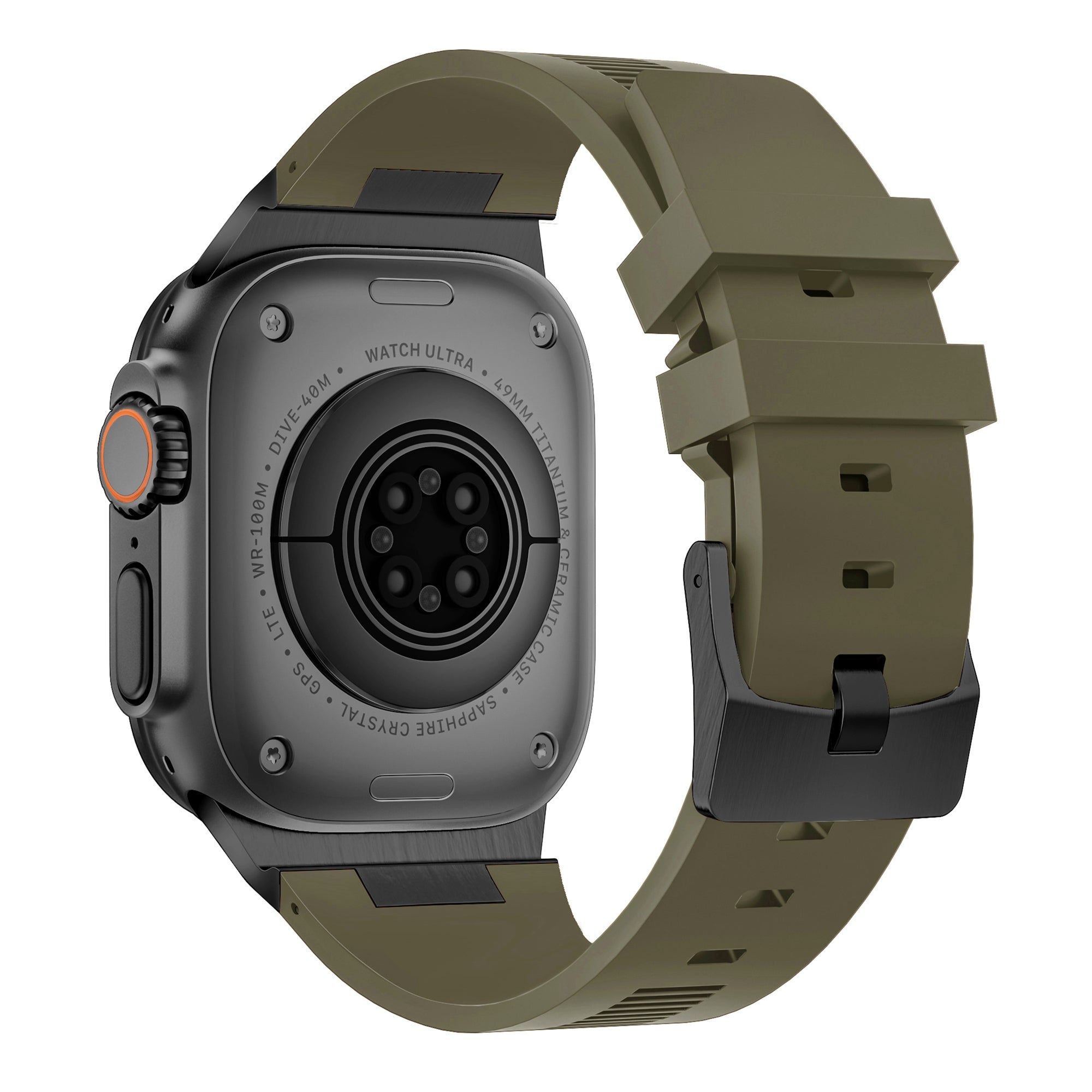 For Apple Watch Ultra 2 Ultra 49mm  /  Series 9 8 7 45mm  /  6 5 4 SE (2022) SE (2023) SE 44mm  /  3 2 1 42mm Watch Bracelet - Black+Orange