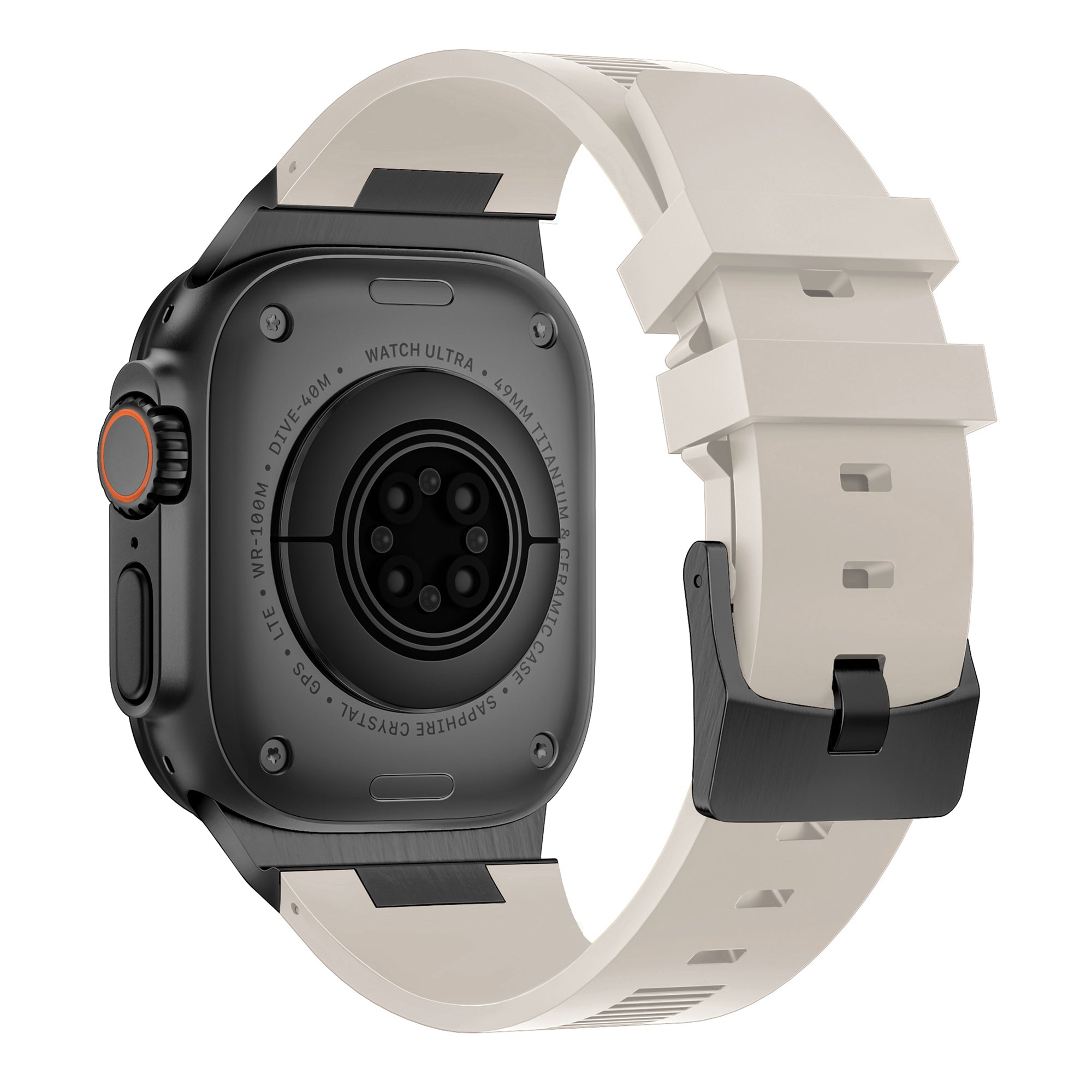 For Apple Watch Ultra 2 Ultra 49mm  /  Series 9 8 7 45mm  /  6 5 4 SE (2022) SE (2023) SE 44mm  /  3 2 1 42mm Watch Bracelet - Black+Orange