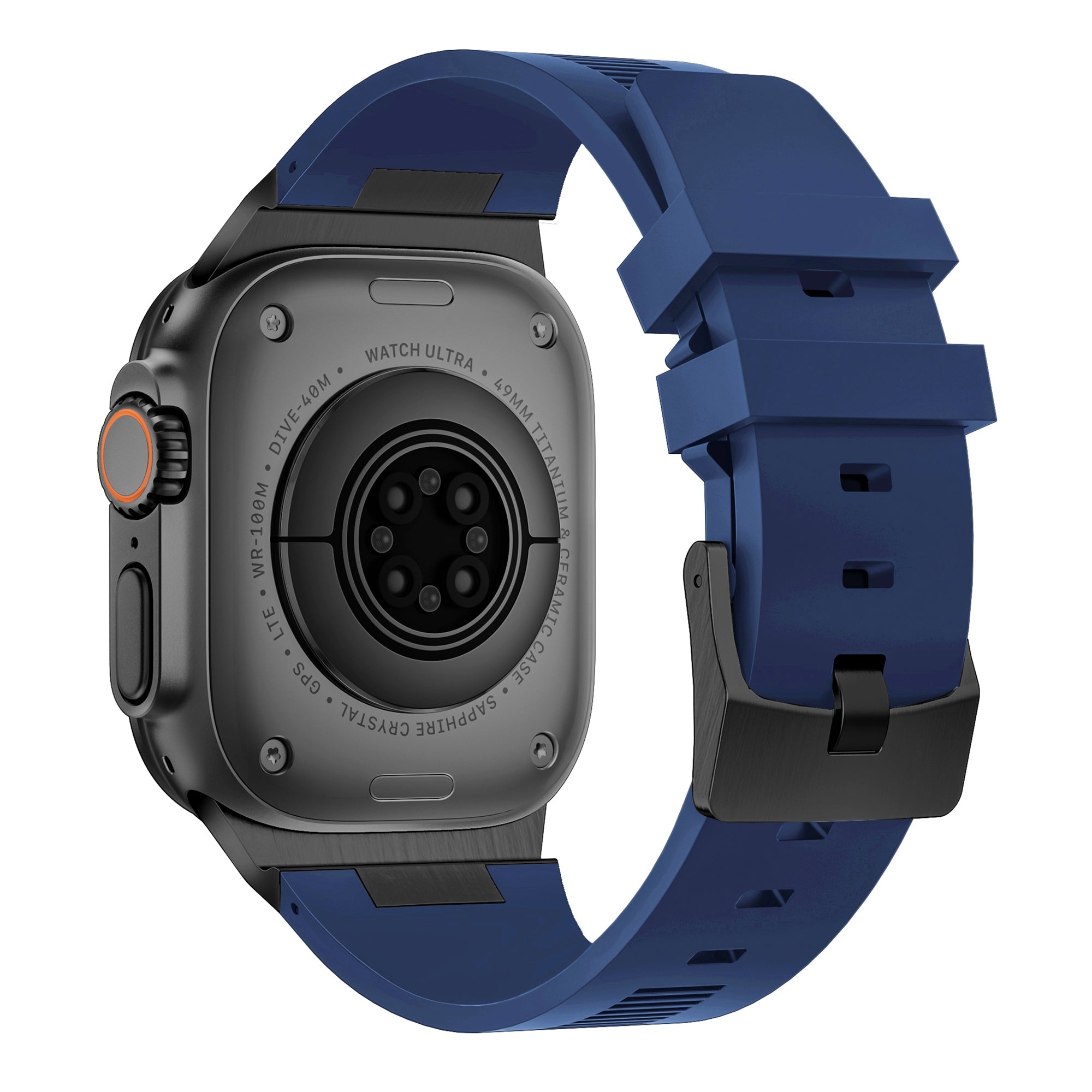 For Apple Watch Ultra 2 Ultra 49mm  /  Series 9 8 7 45mm  /  6 5 4 SE (2022) SE (2023) SE 44mm  /  3 2 1 42mm Watch Bracelet - Black+Orange