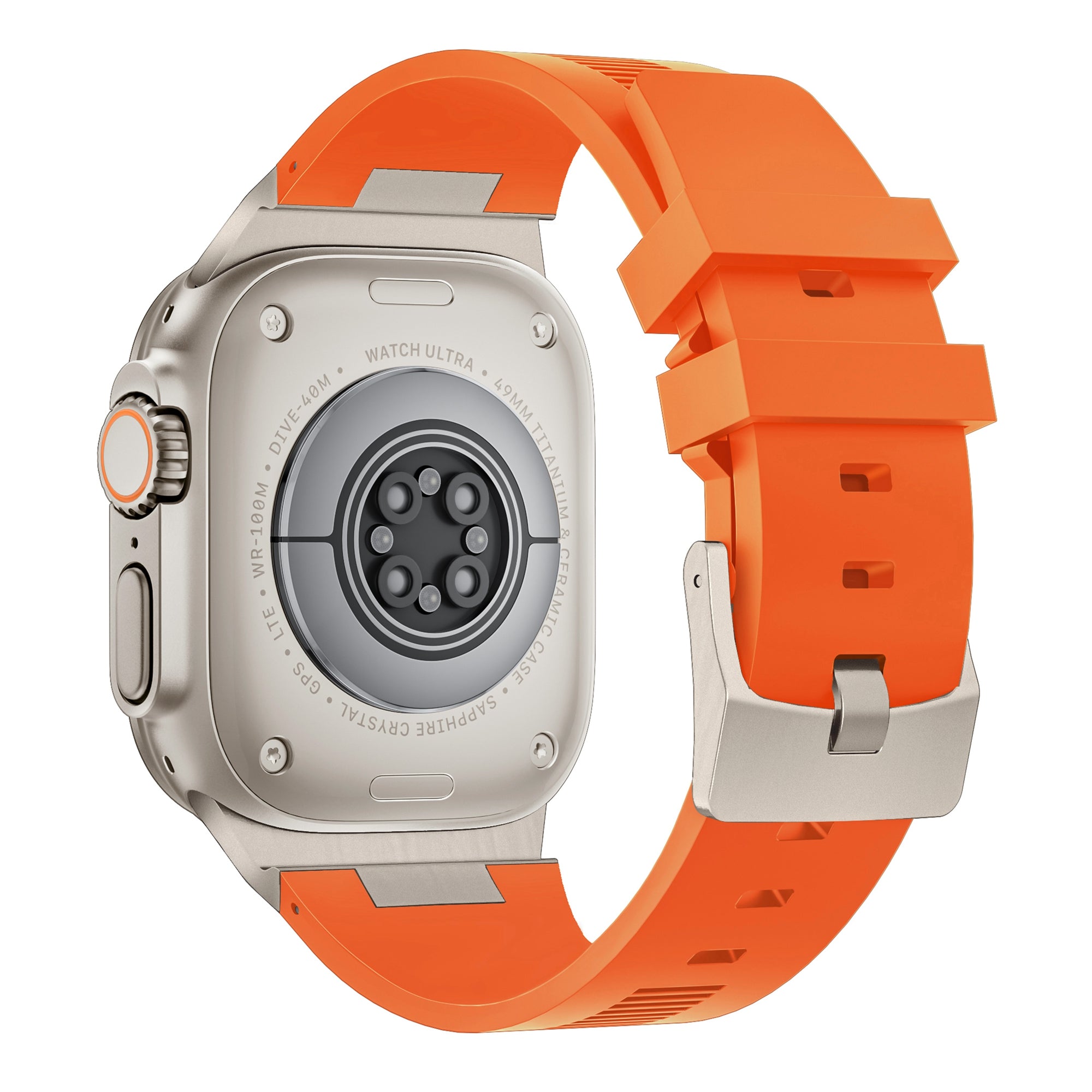 For Apple Watch Ultra 2 Ultra 49mm  /  Series 9 8 7 45mm  /  6 5 4 SE (2022) SE (2023) SE 44mm  /  3 2 1 42mm Watch Bracelet - Black+Orange