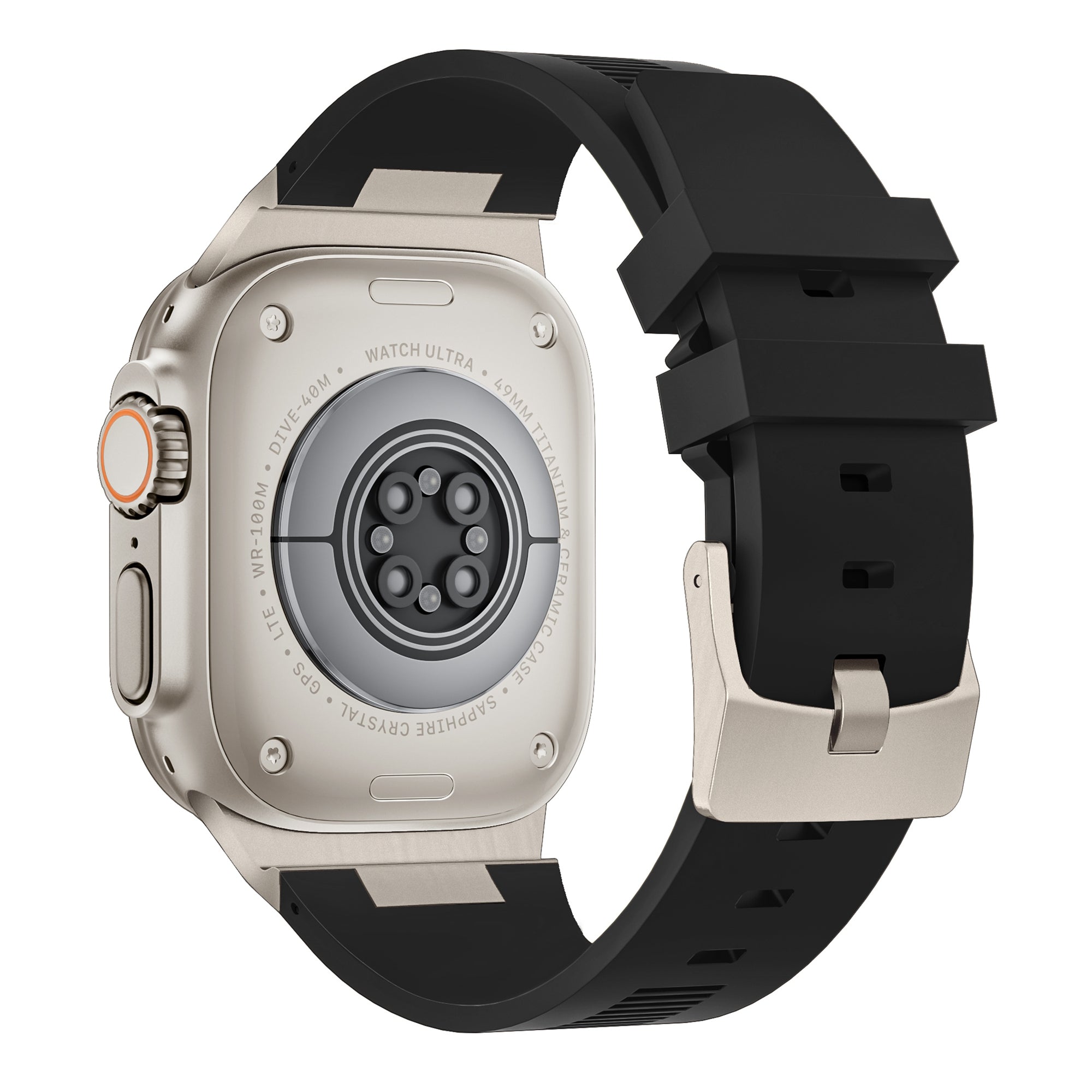 For Apple Watch Ultra 2 Ultra 49mm  /  Series 9 8 7 45mm  /  6 5 4 SE (2022) SE (2023) SE 44mm  /  3 2 1 42mm Watch Bracelet - Black+Orange