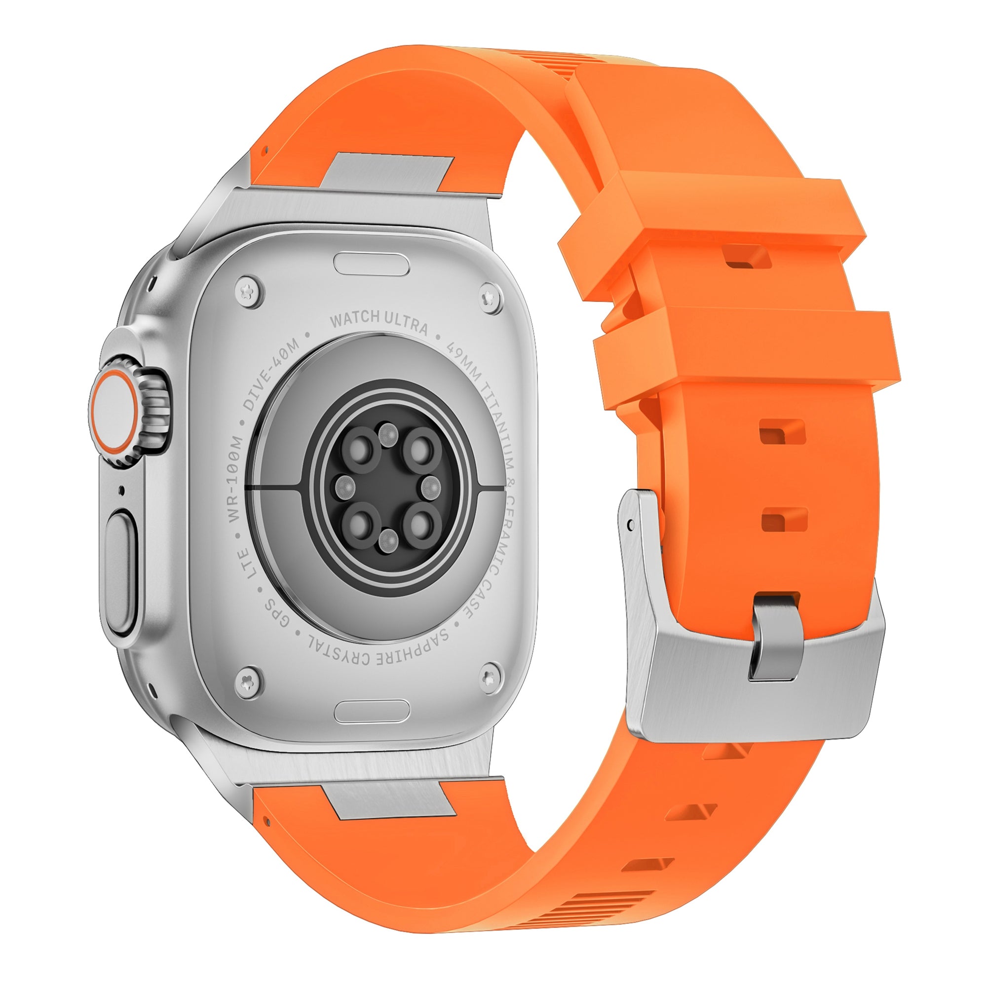 For Apple Watch Ultra 2 Ultra 49mm  /  Series 9 8 7 45mm  /  6 5 4 SE (2022) SE (2023) SE 44mm  /  3 2 1 42mm Watch Bracelet - Black+Orange
